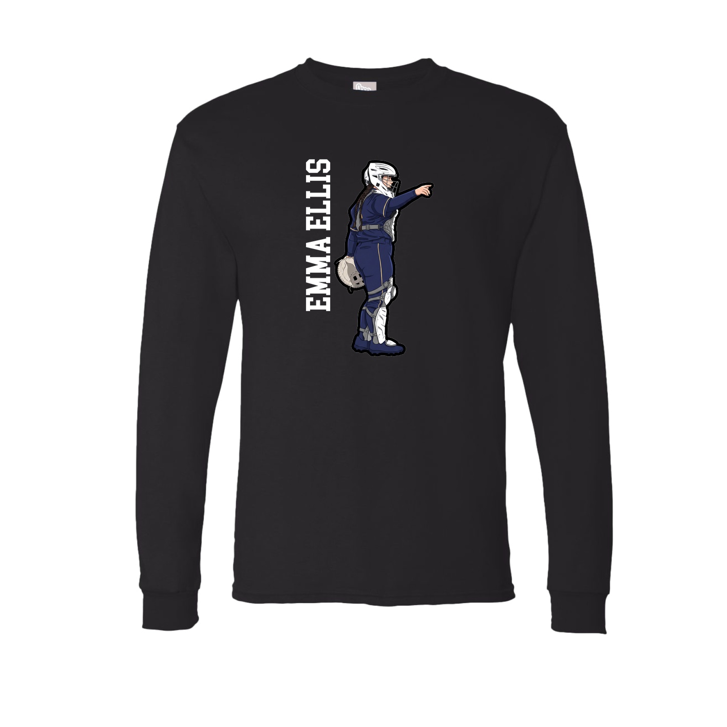 Long Sleeve Tee — Name Vertical in Black