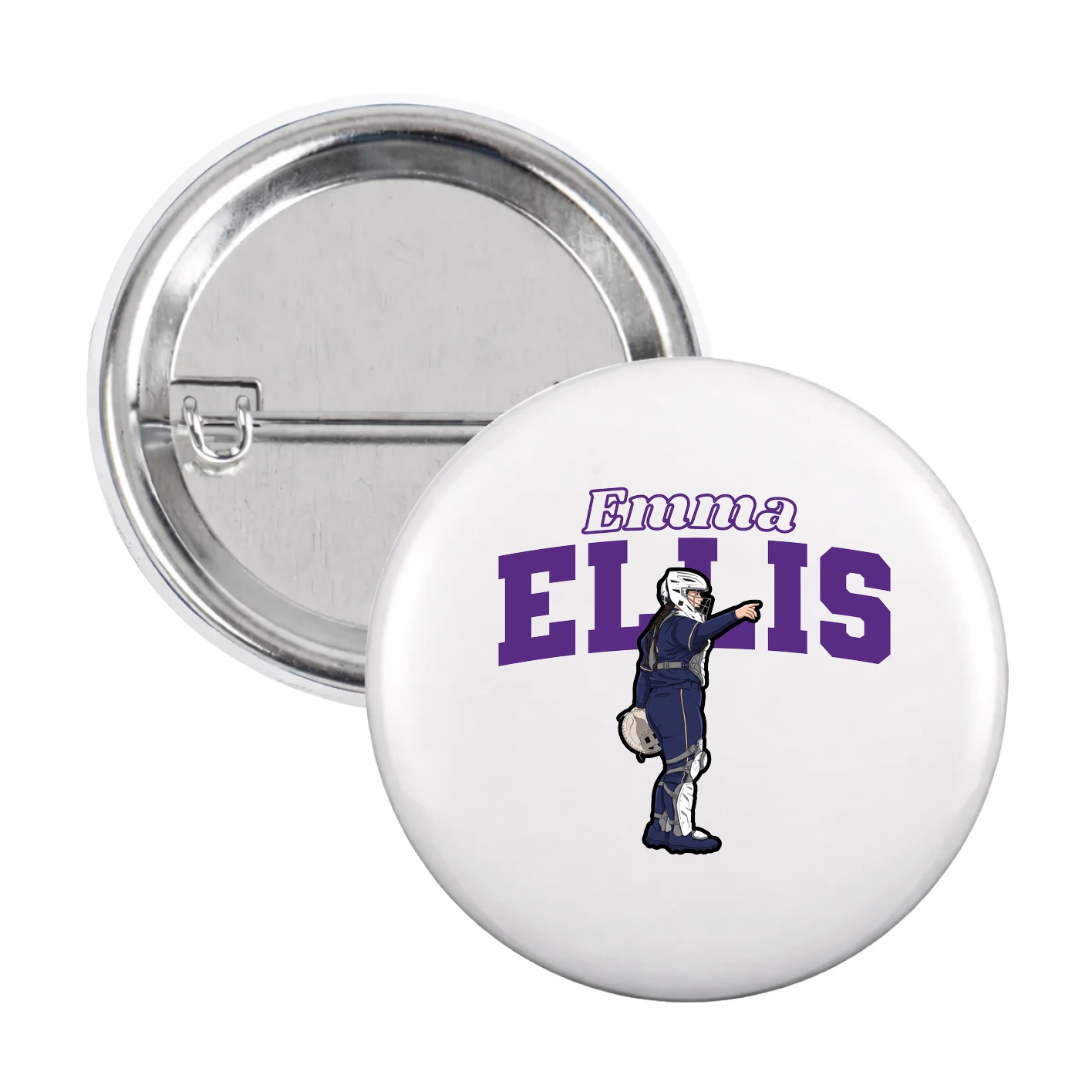 Game Day Button — Name Arch in White