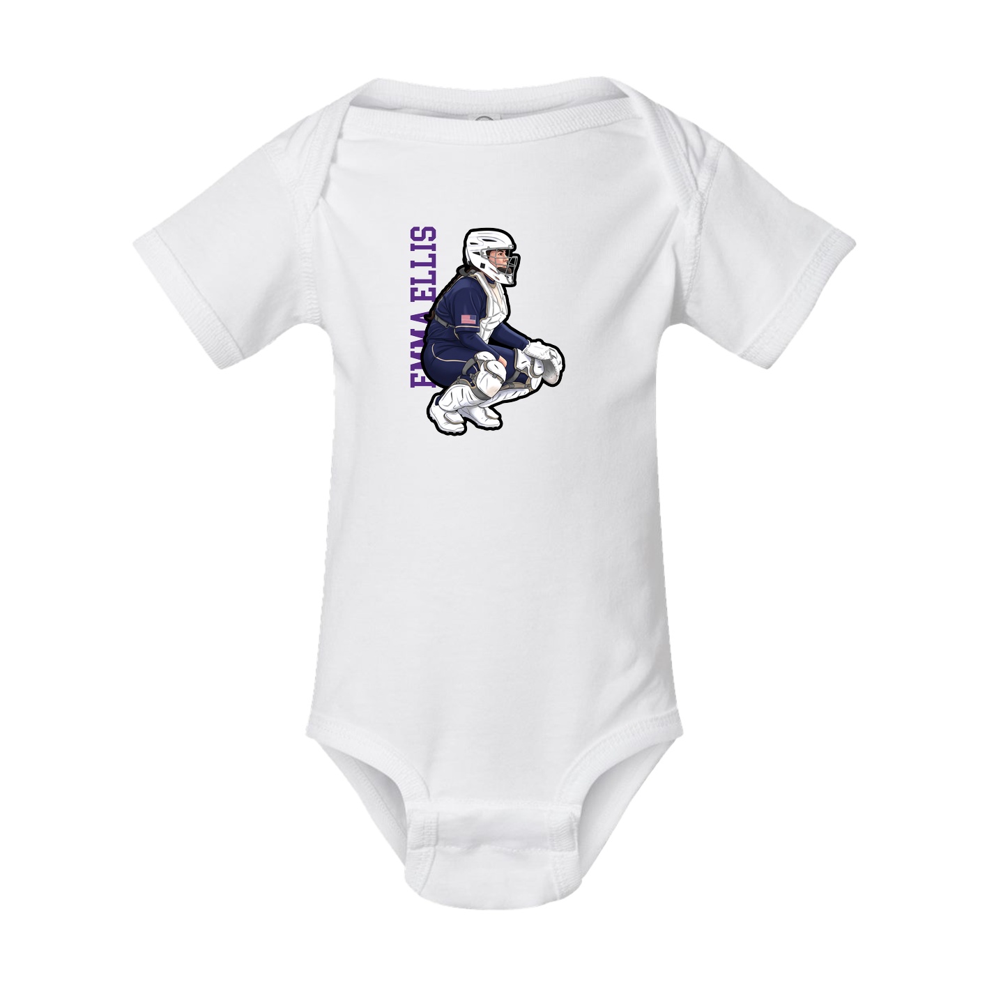 Baby Onesie — Name Vertical in White