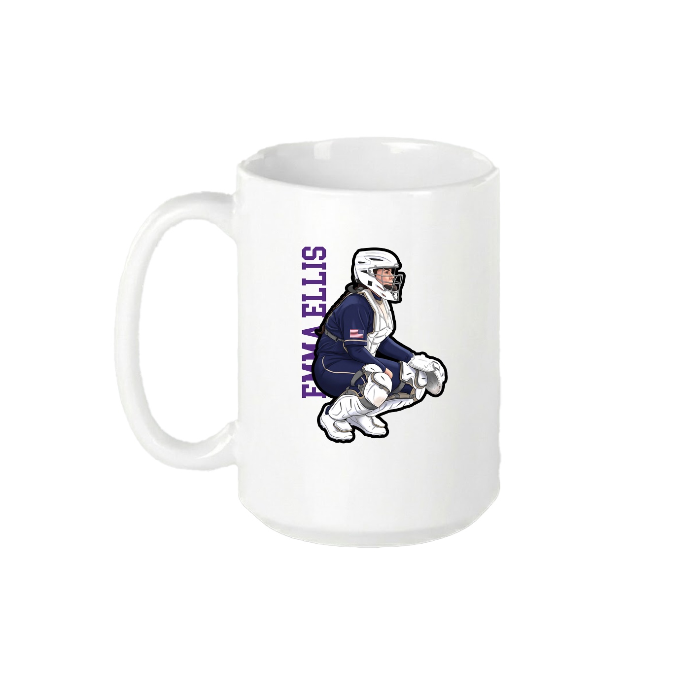15oz Coffee Mug — Name Vertical in White