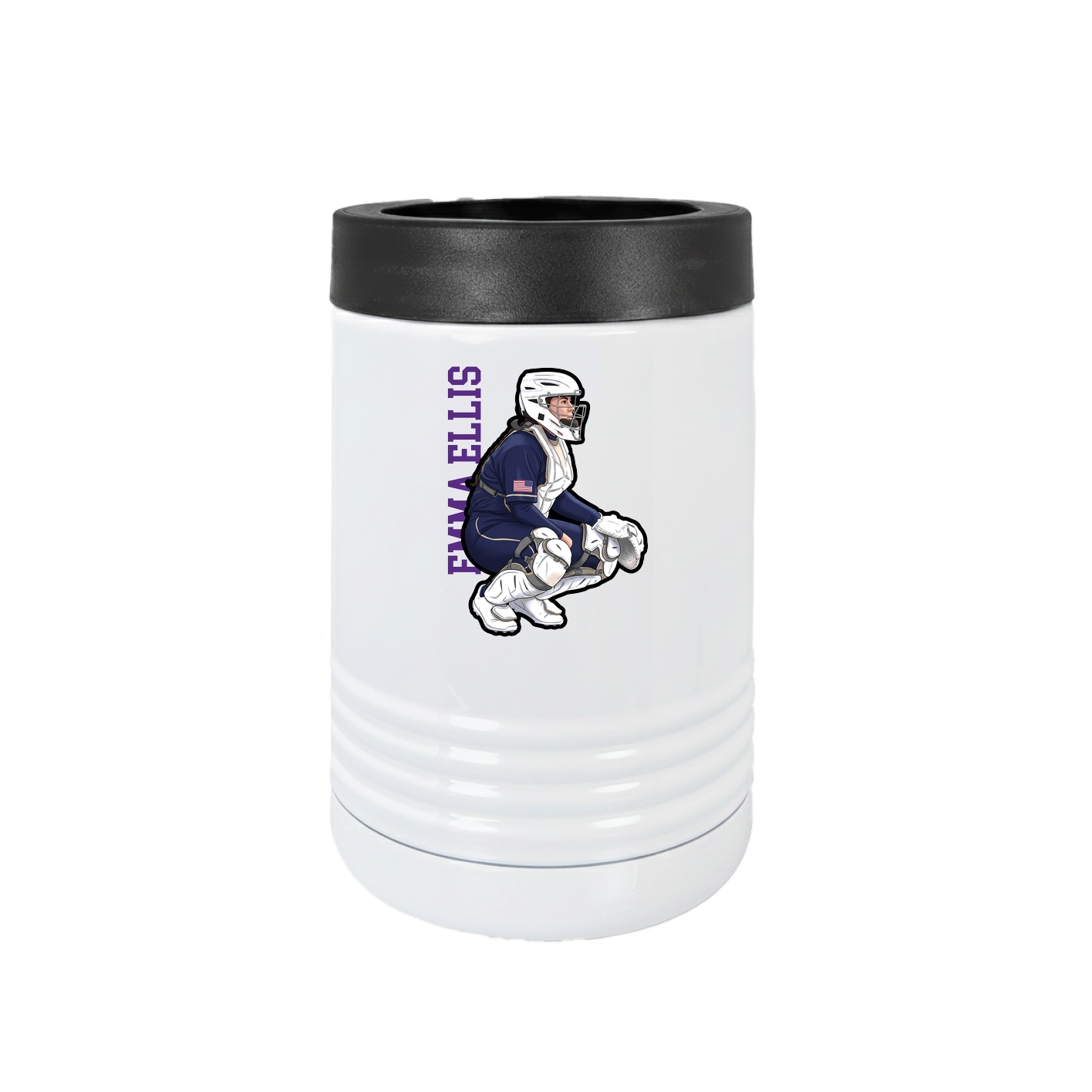Beverage Holder — Name Vertical in White