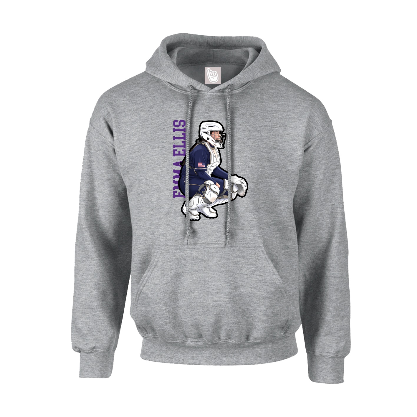 Hoodie — Name Vertical in Grey