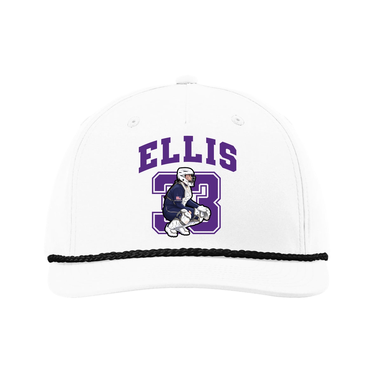 Five-Panel Classic Rope Cap — Number in White