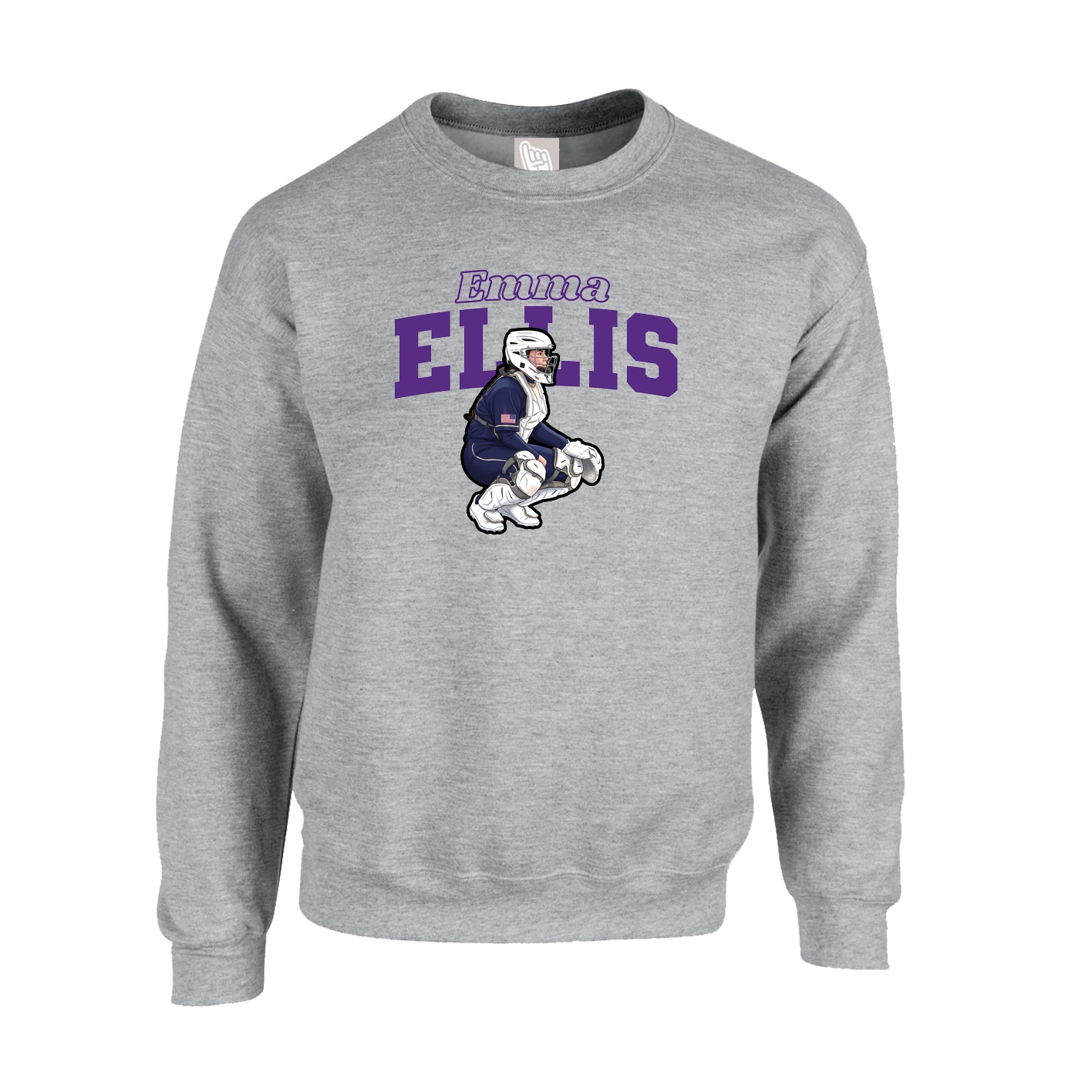 Fleece Crew — Name Arch in Grey
