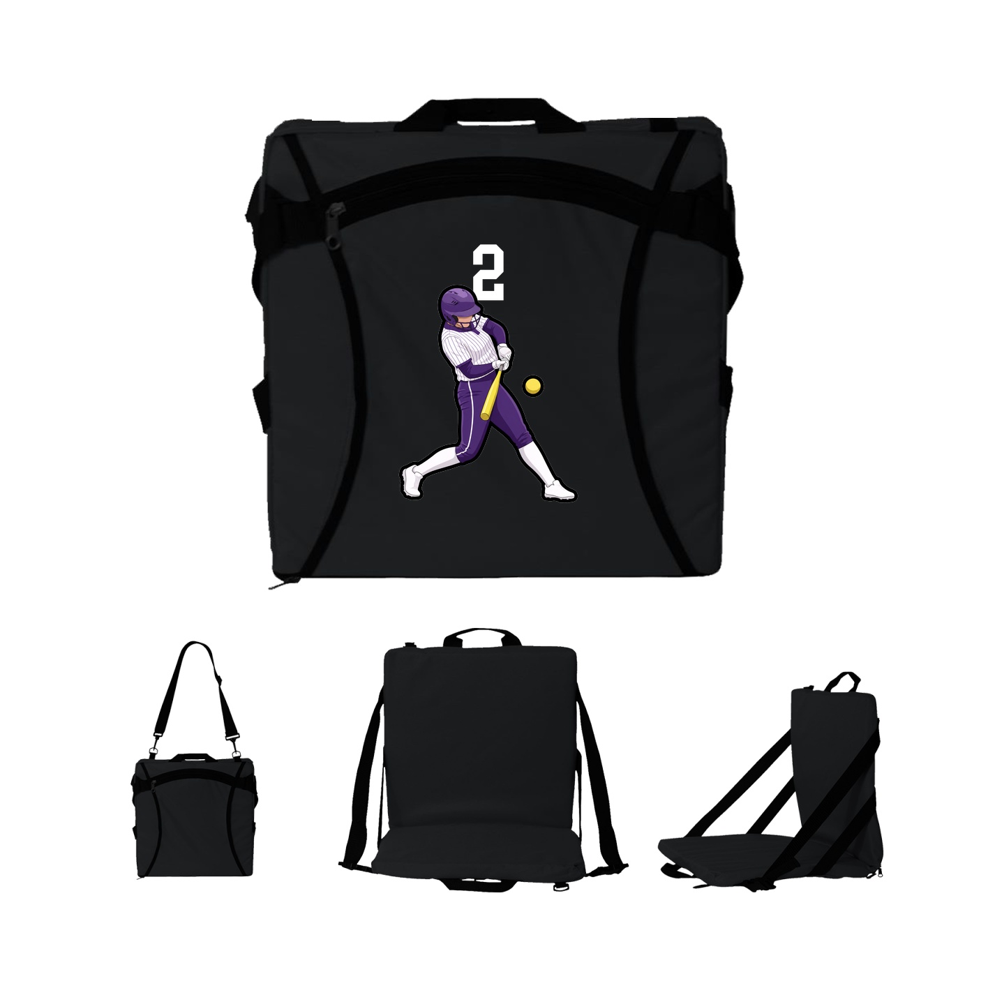 Folding Stadium Seat — Number Top in Black