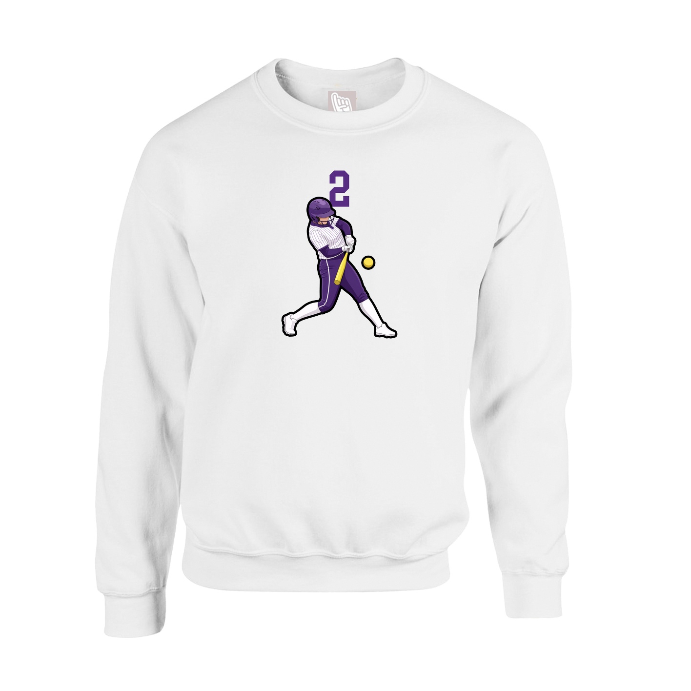 Fleece Crew — Number Top in White