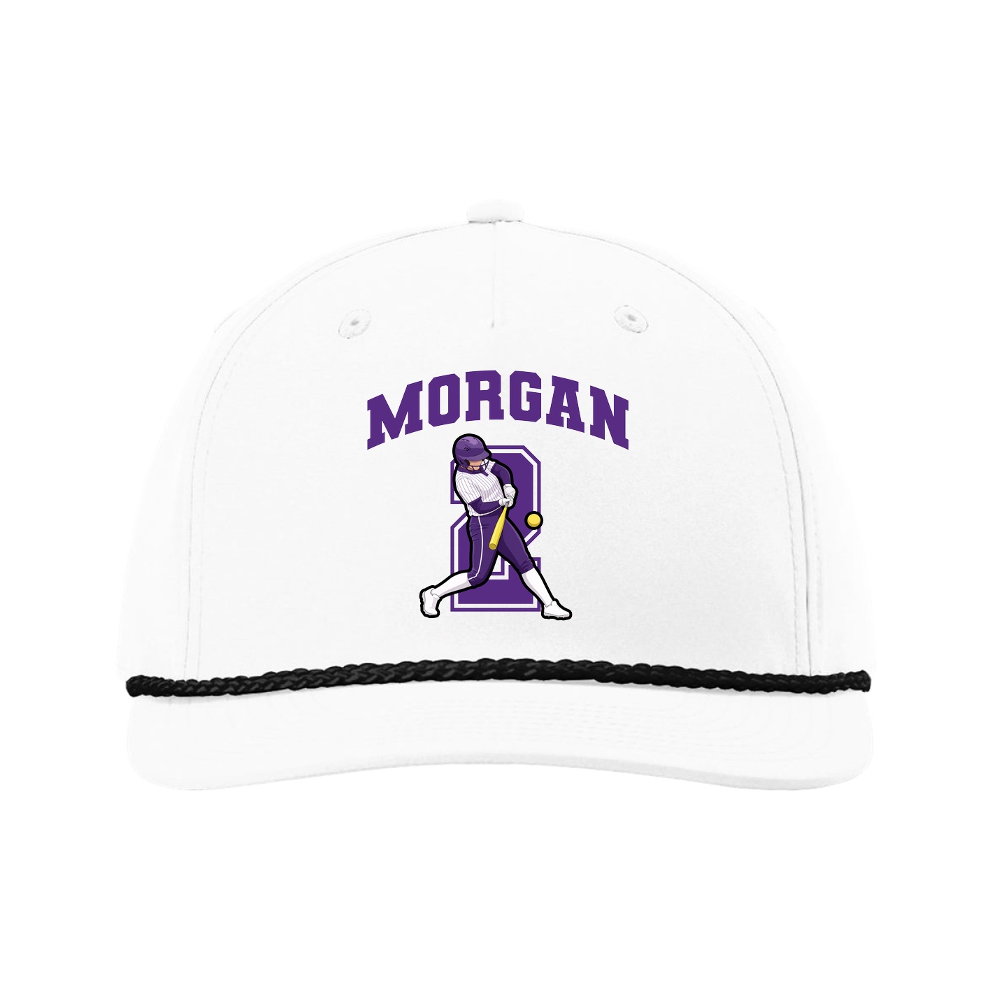 Five-Panel Classic Rope Cap — Number in White