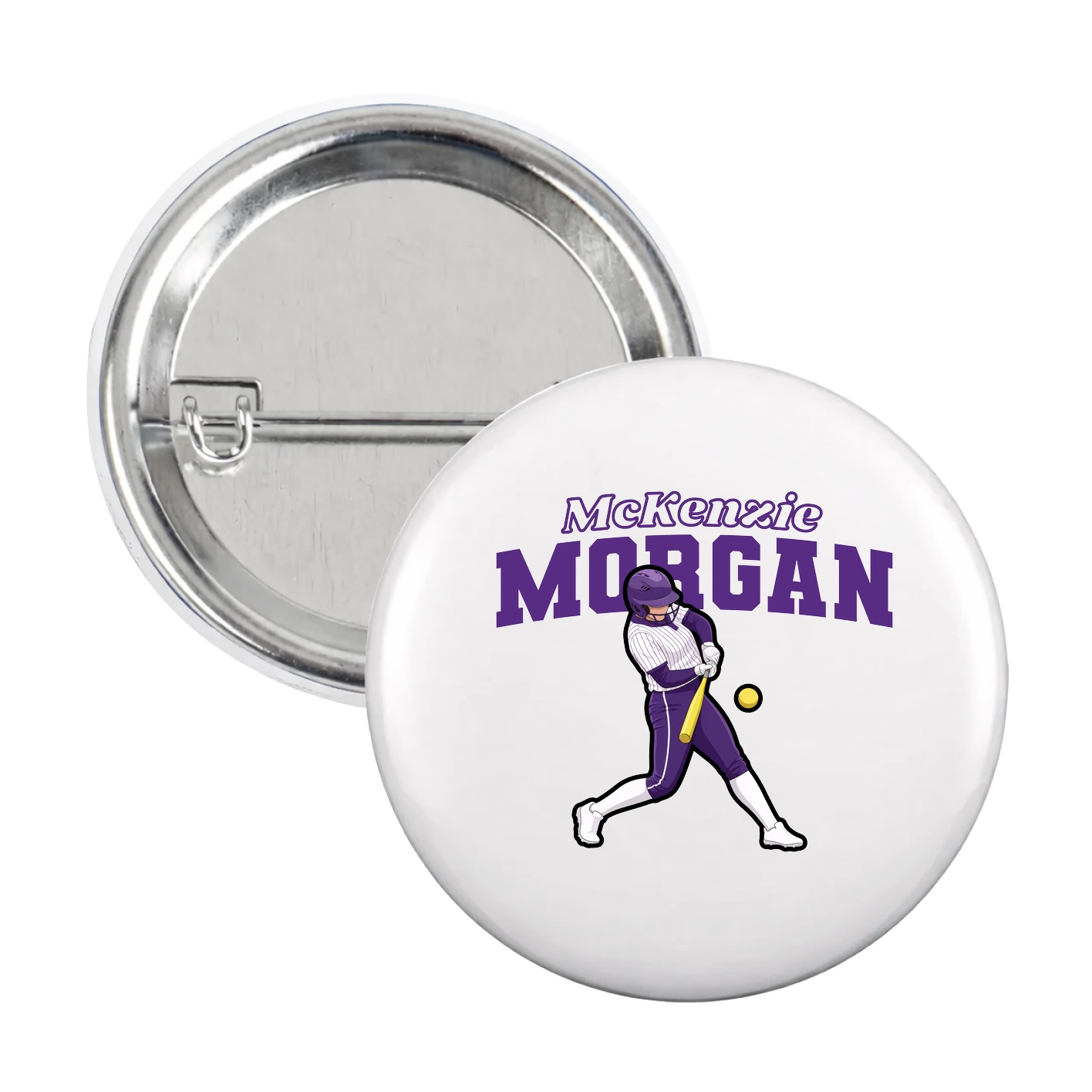 Game Day Button — Name Arch in White