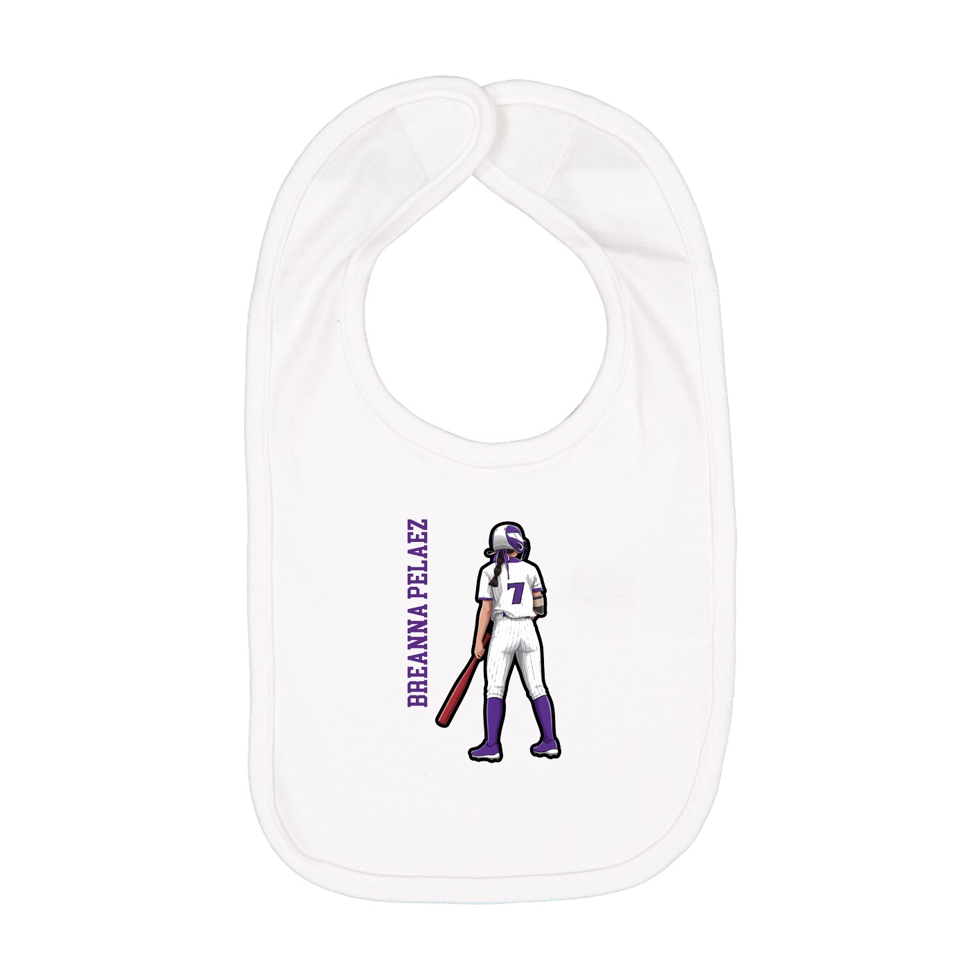 Infant Bib — Name Vertical in White