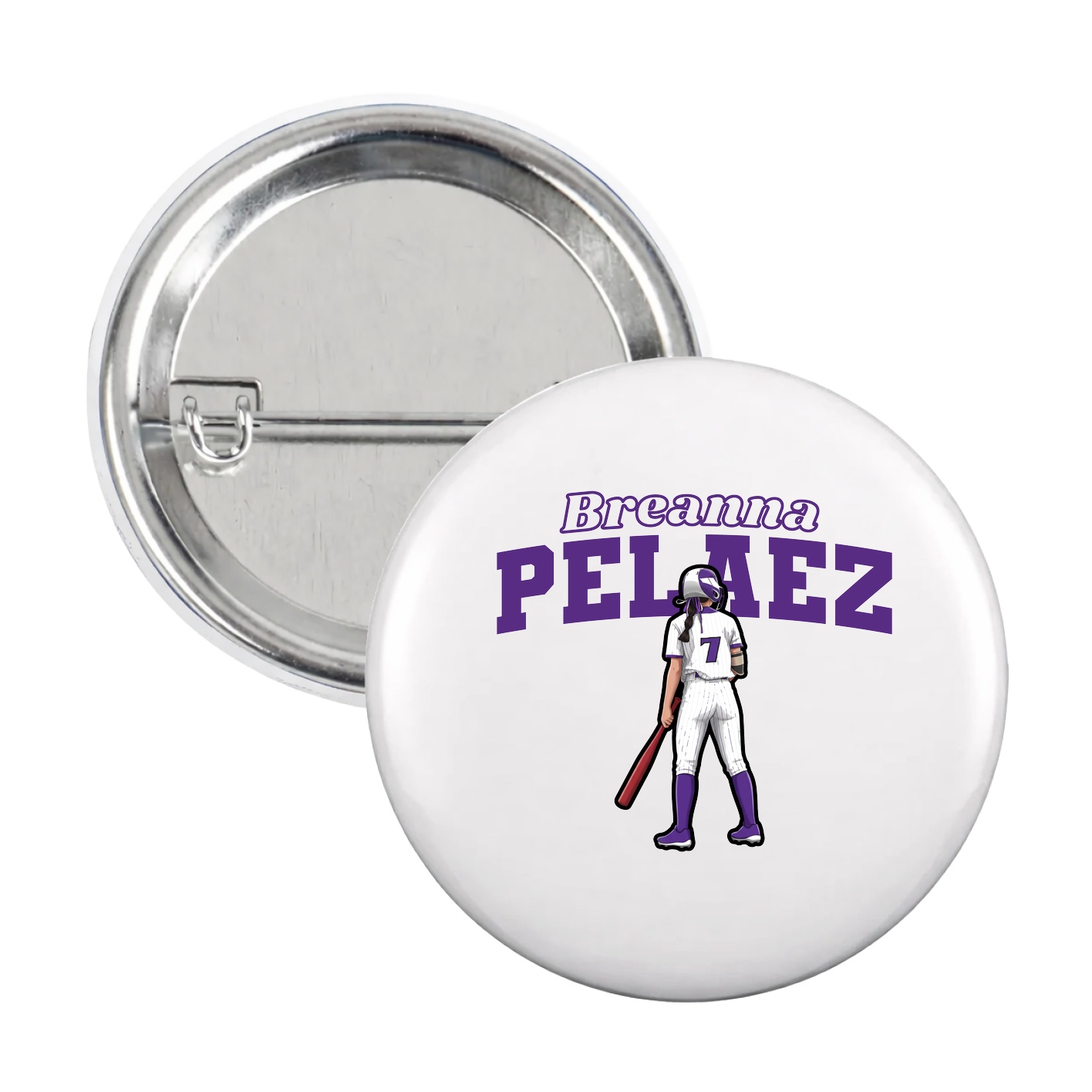 Game Day Button — Name Arch in White