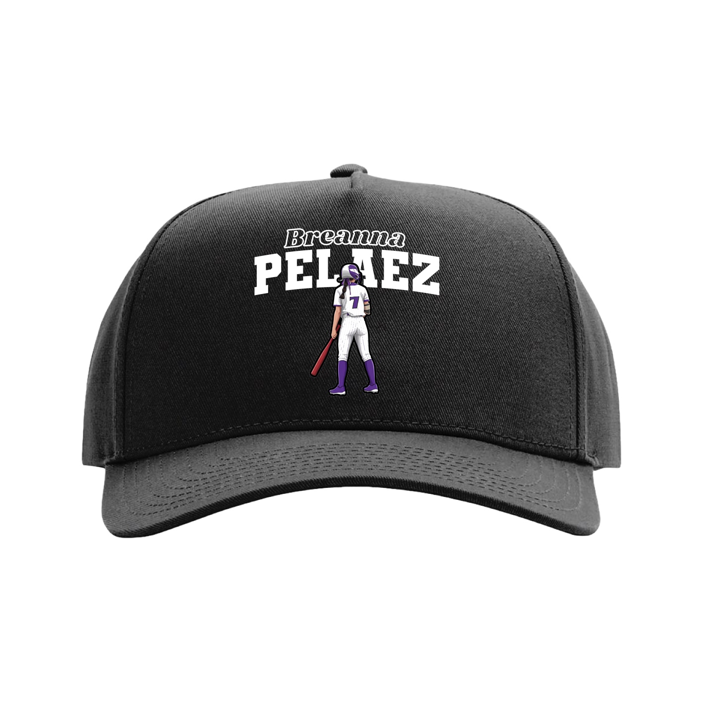 Full Fabric Five-Panel Champ Cap — Name Arch in Black