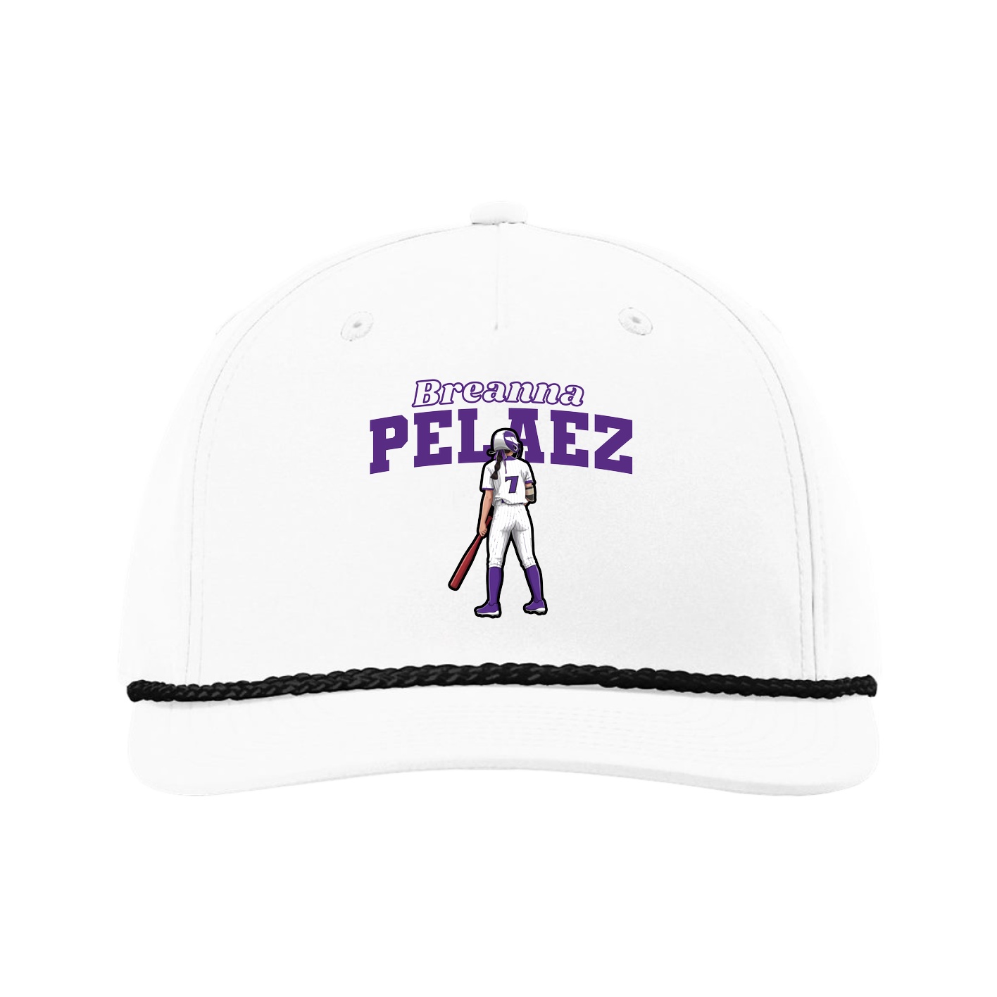 Five-Panel Classic Rope Cap — Name Arch in White