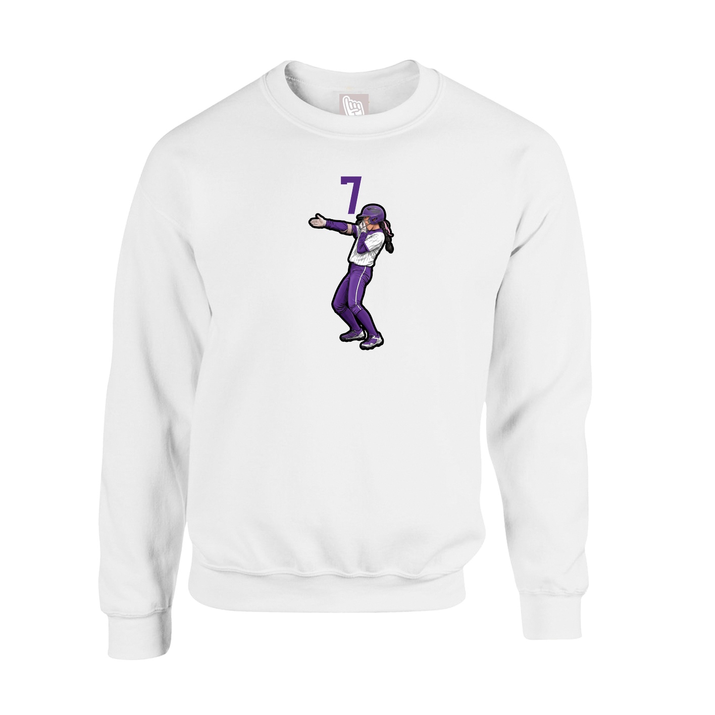 Fleece Crew — Number Top in White