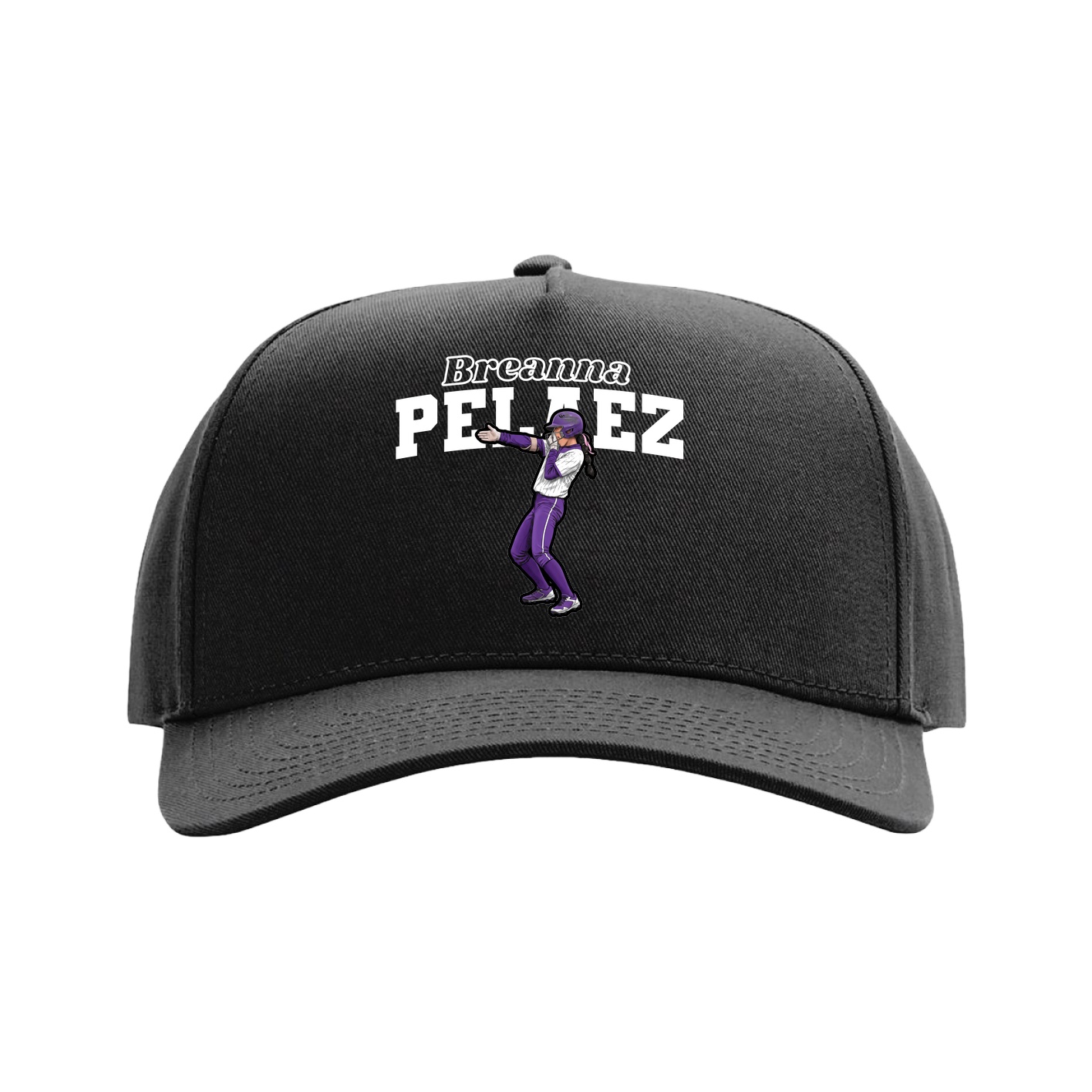 Full Fabric Five-Panel Champ Cap — Name Arch in Black