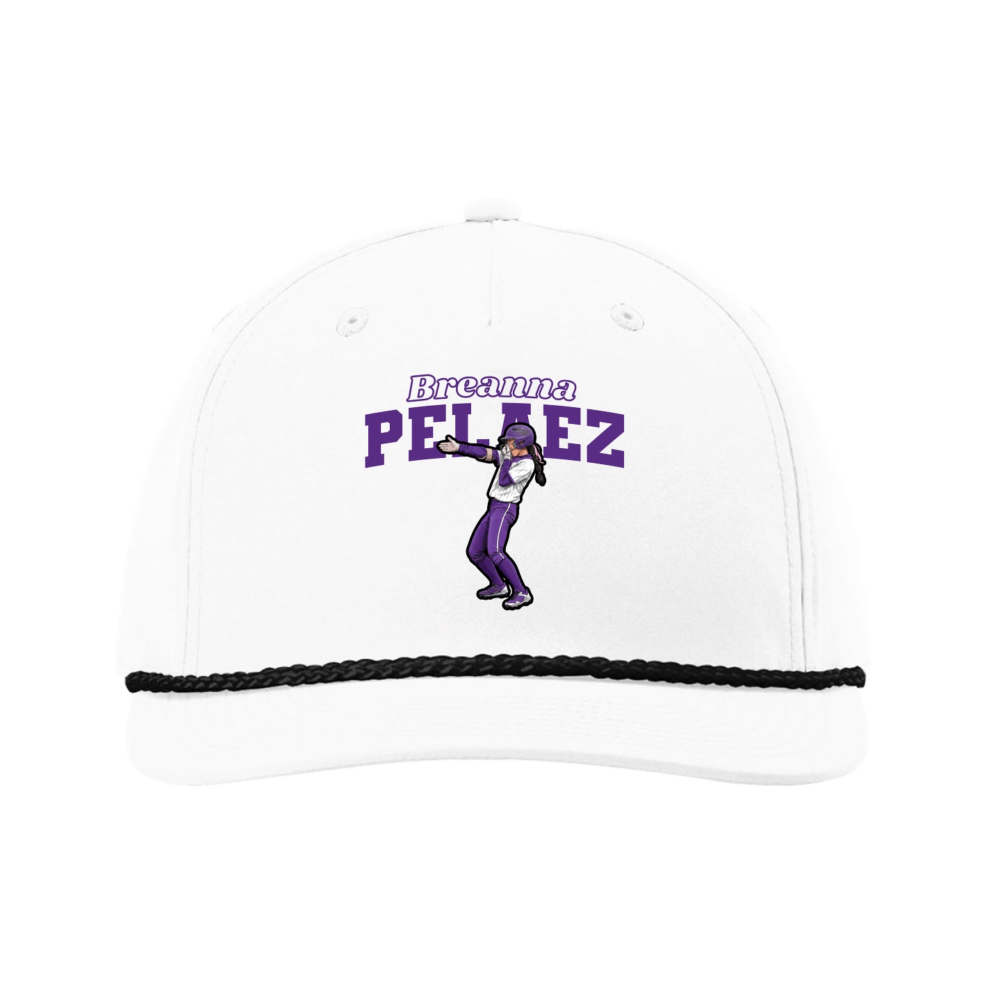 Five-Panel Classic Rope Cap — Name Arch in White