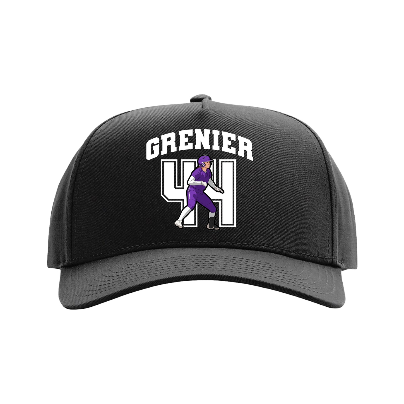 Full Fabric Five-Panel Champ Cap — Number in Black