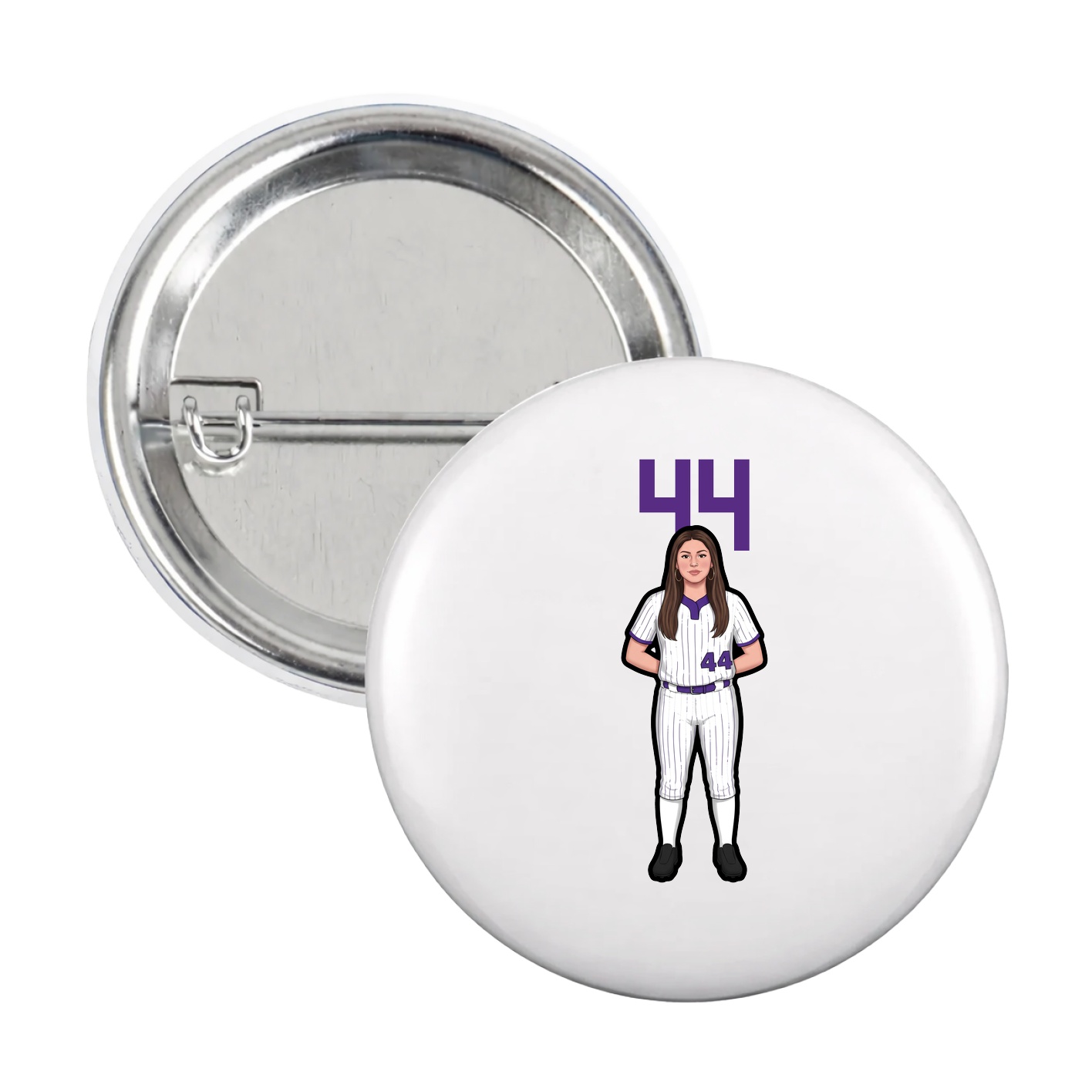 Game Day Button — Number Top in White