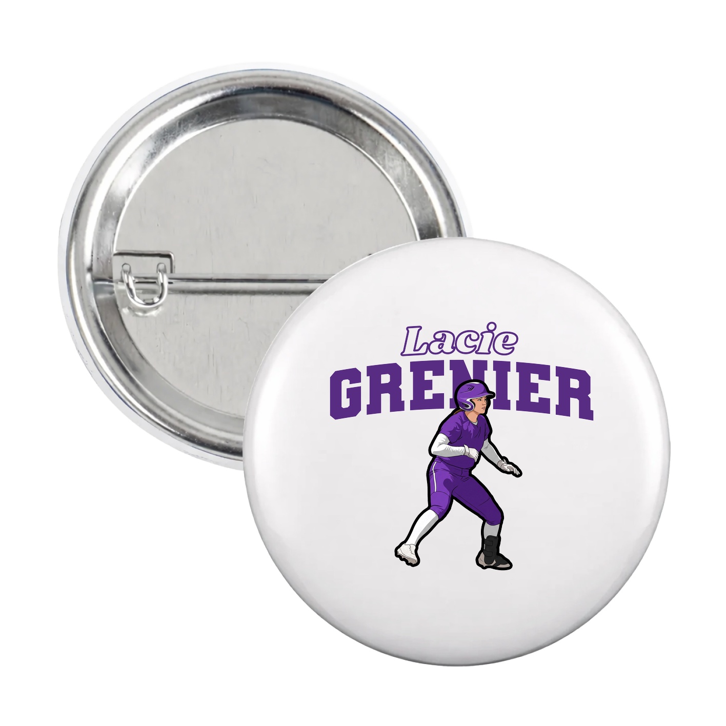 Game Day Button — Name Arch in White