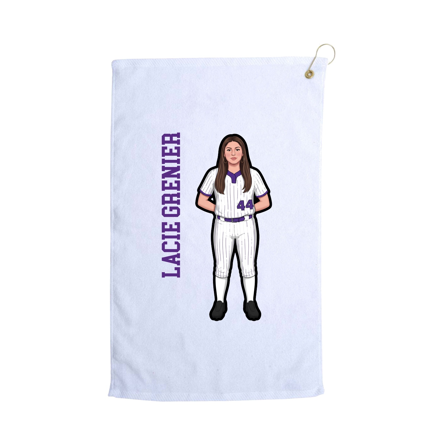 Golf Towel — Name Vertical in White