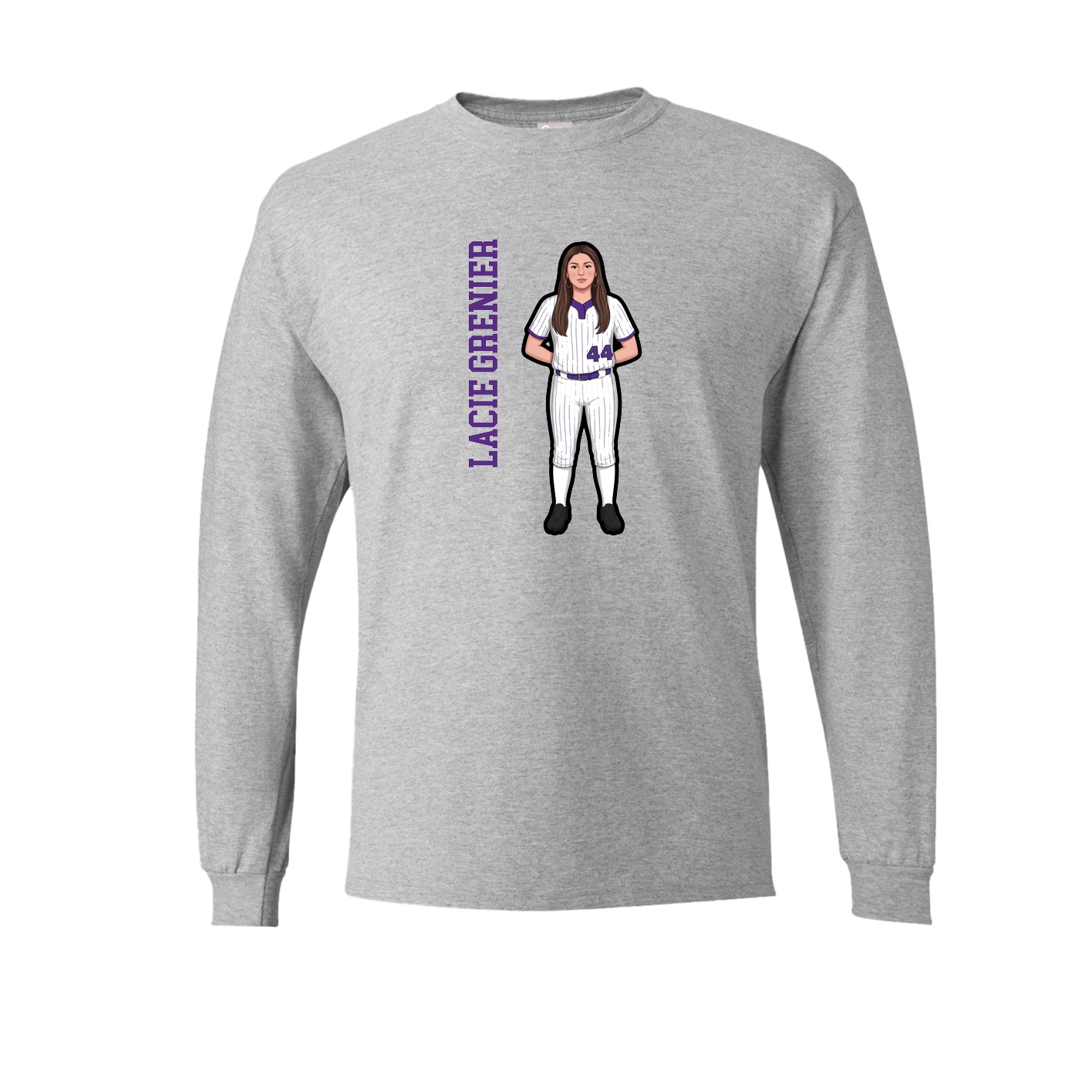 Long Sleeve Tee — Name Vertical in Grey