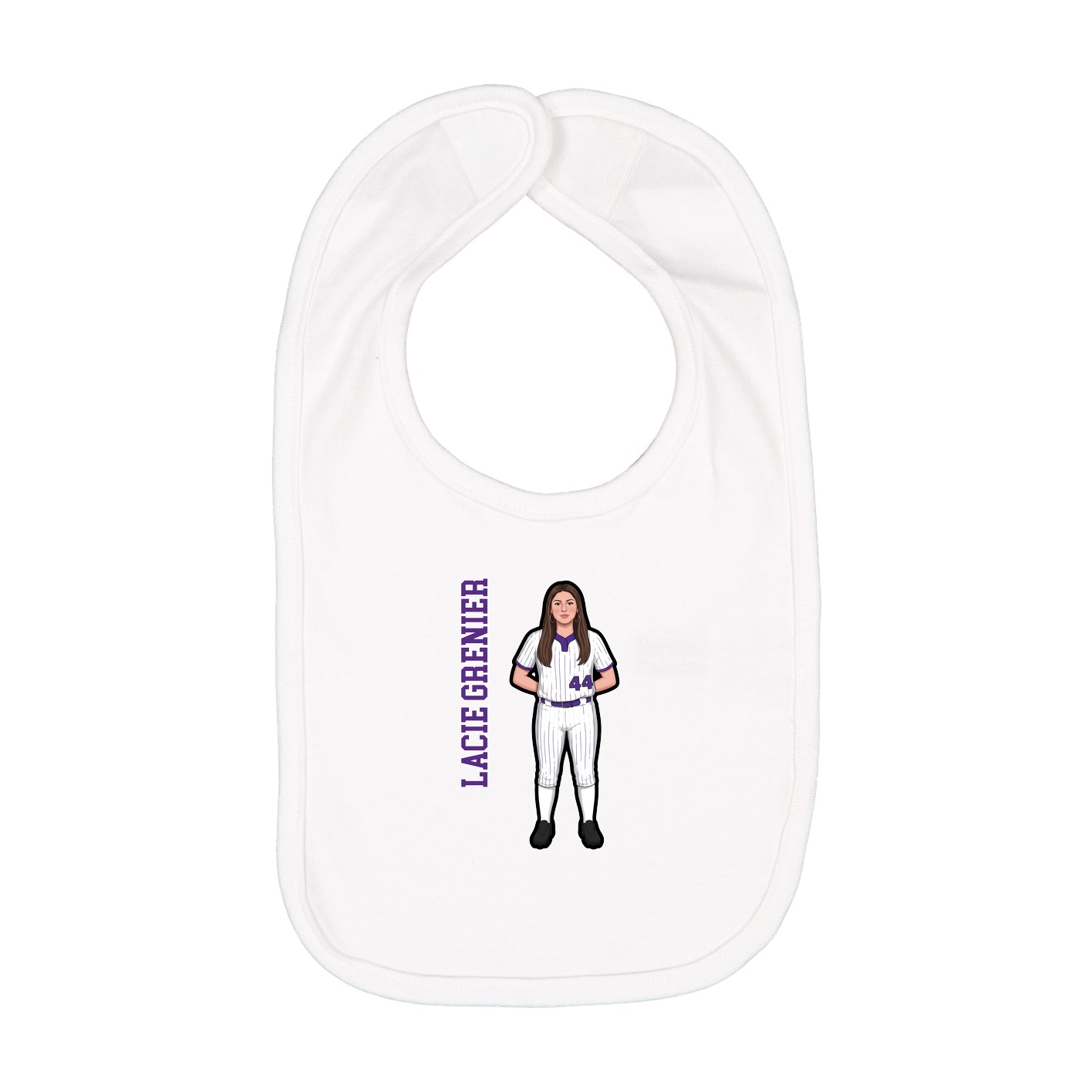 Infant Bib — Name Vertical in White