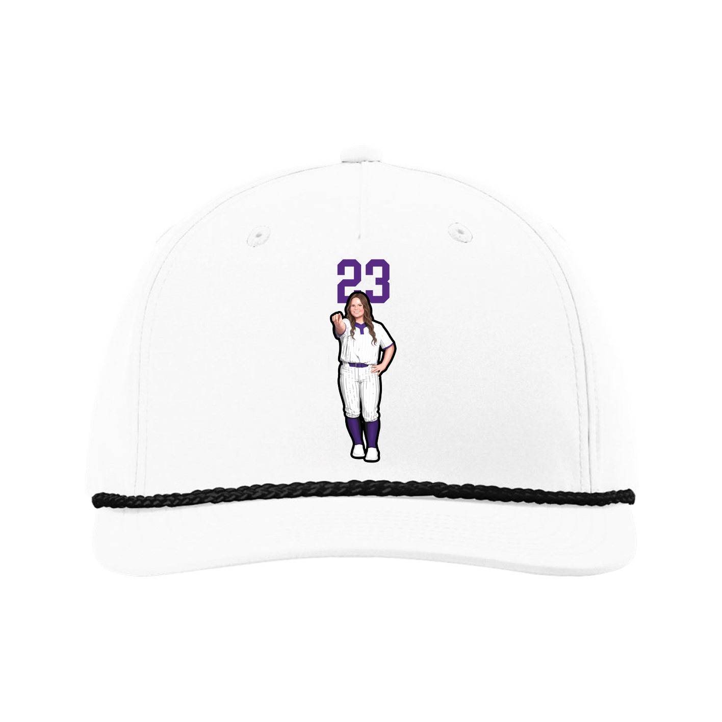 Five-Panel Classic Rope Cap — Number Top in White