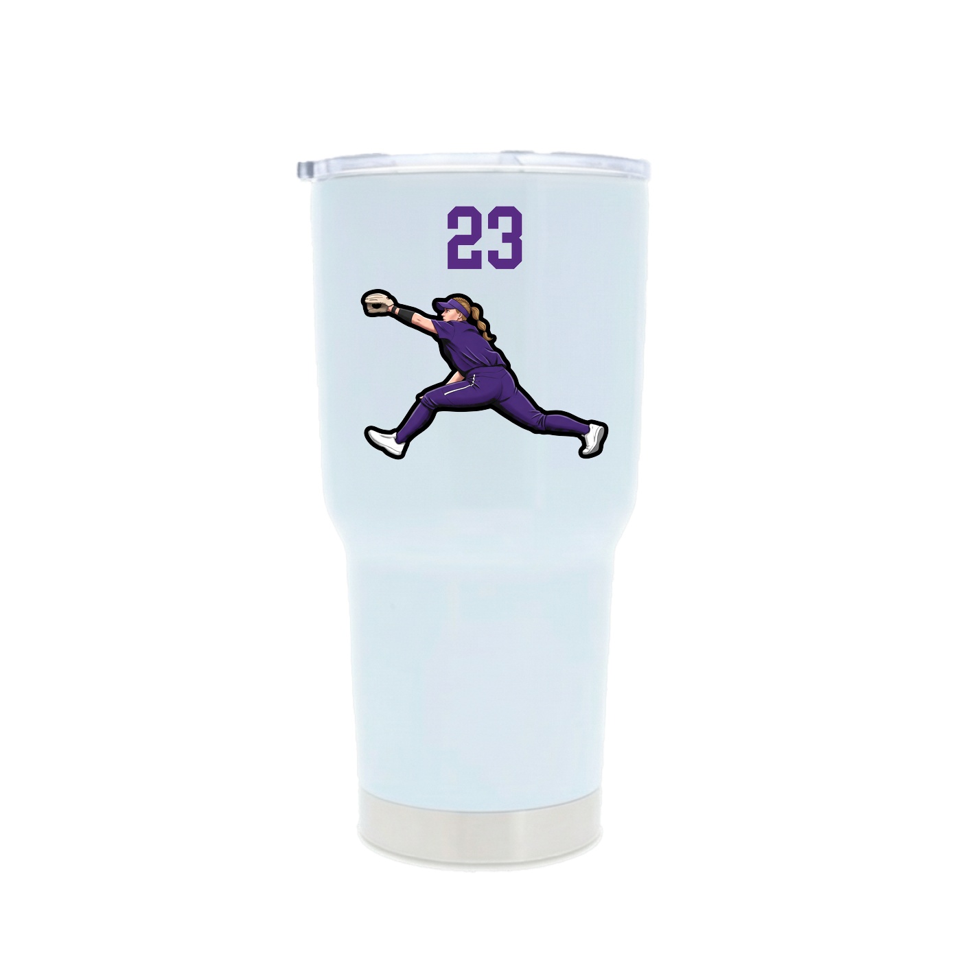 30oz Stainless Steel Tumbler — Number Top in White