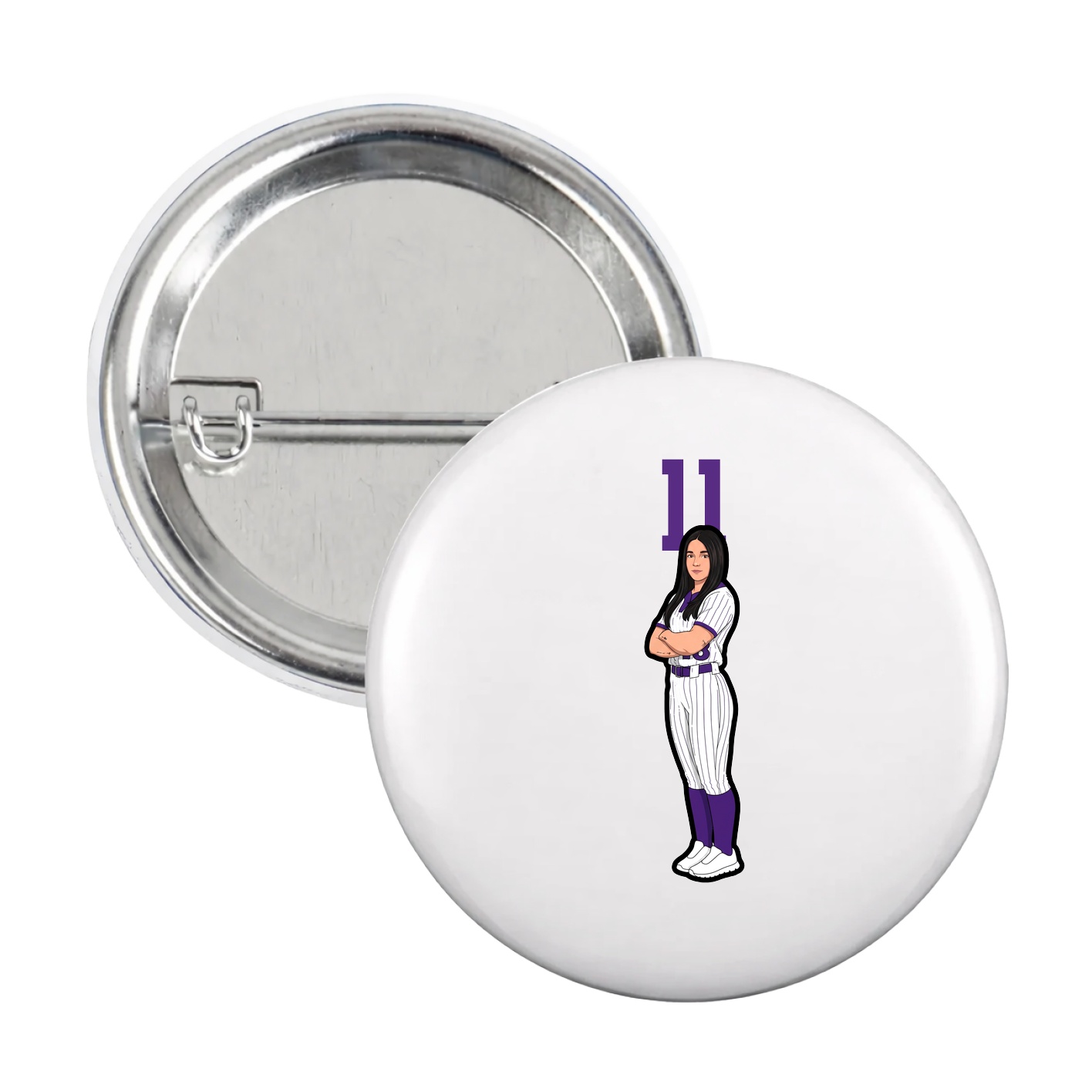 Game Day Button — Number Top in White