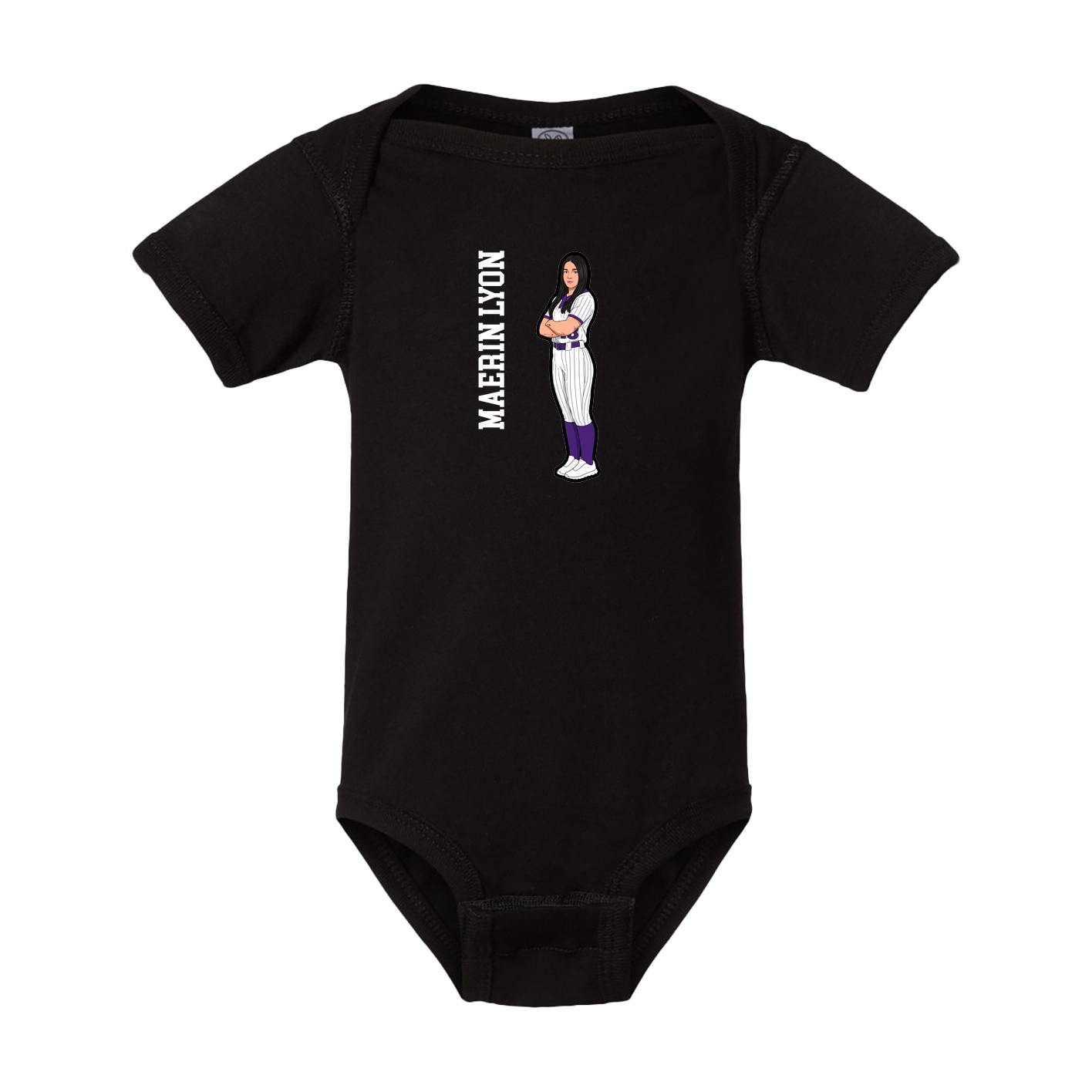 Baby Onesie — Name Vertical in Black