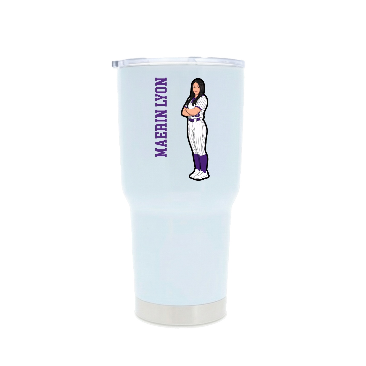 30oz Stainless Steel Tumbler — Name Vertical in White