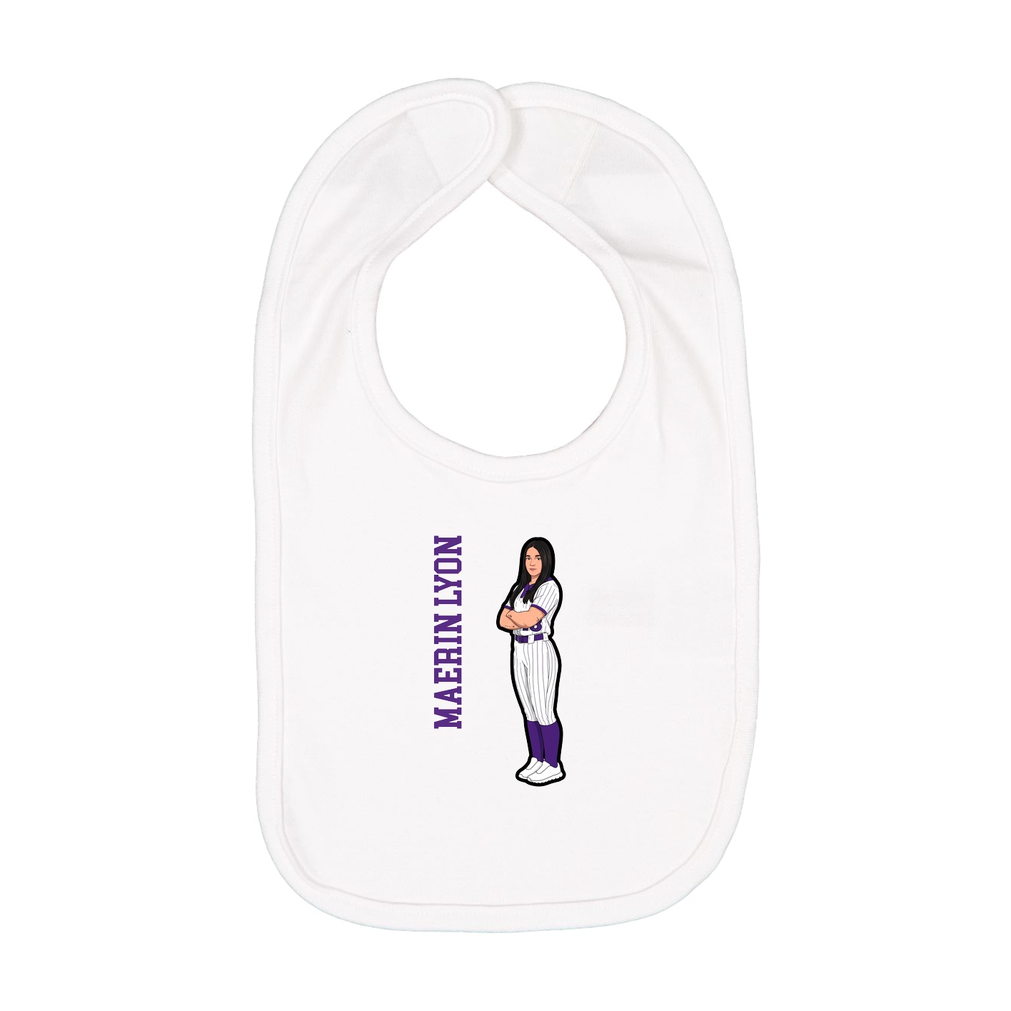 Infant Bib — Name Vertical in White