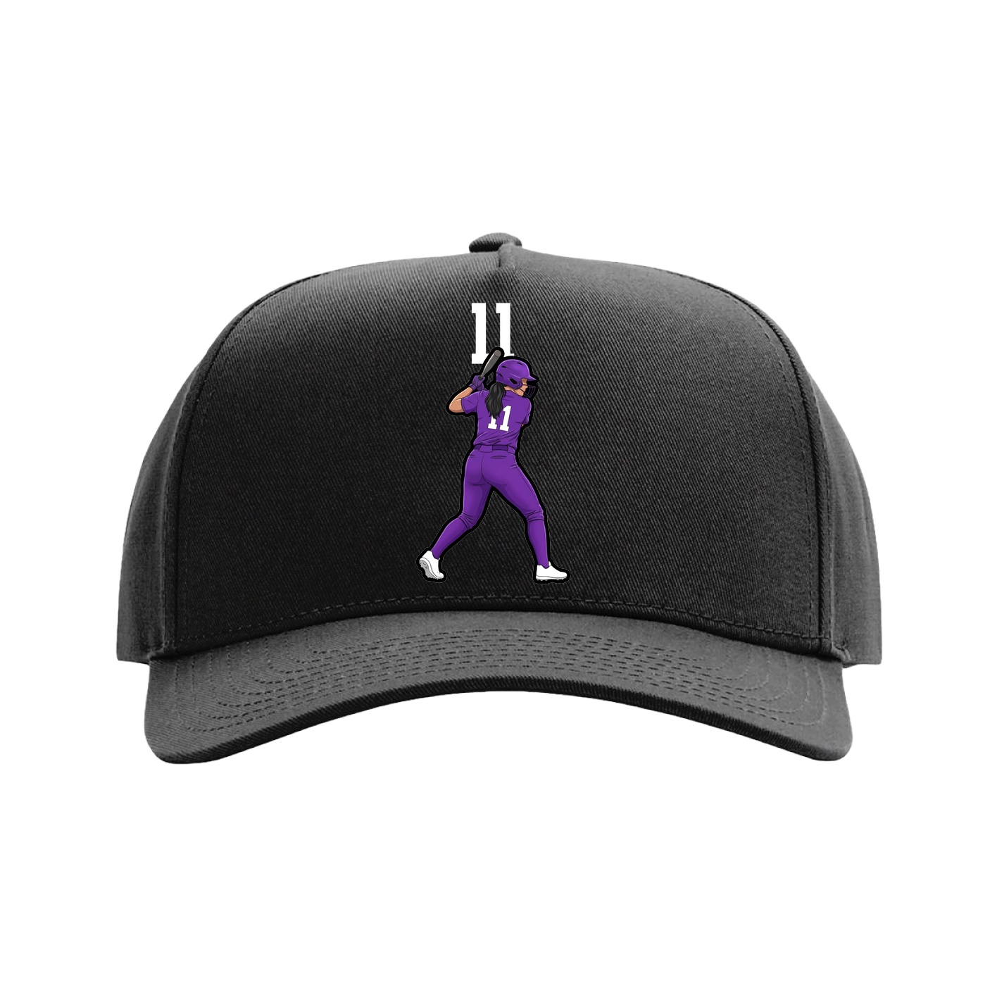 Full Fabric Five-Panel Champ Cap — Number Top in Black