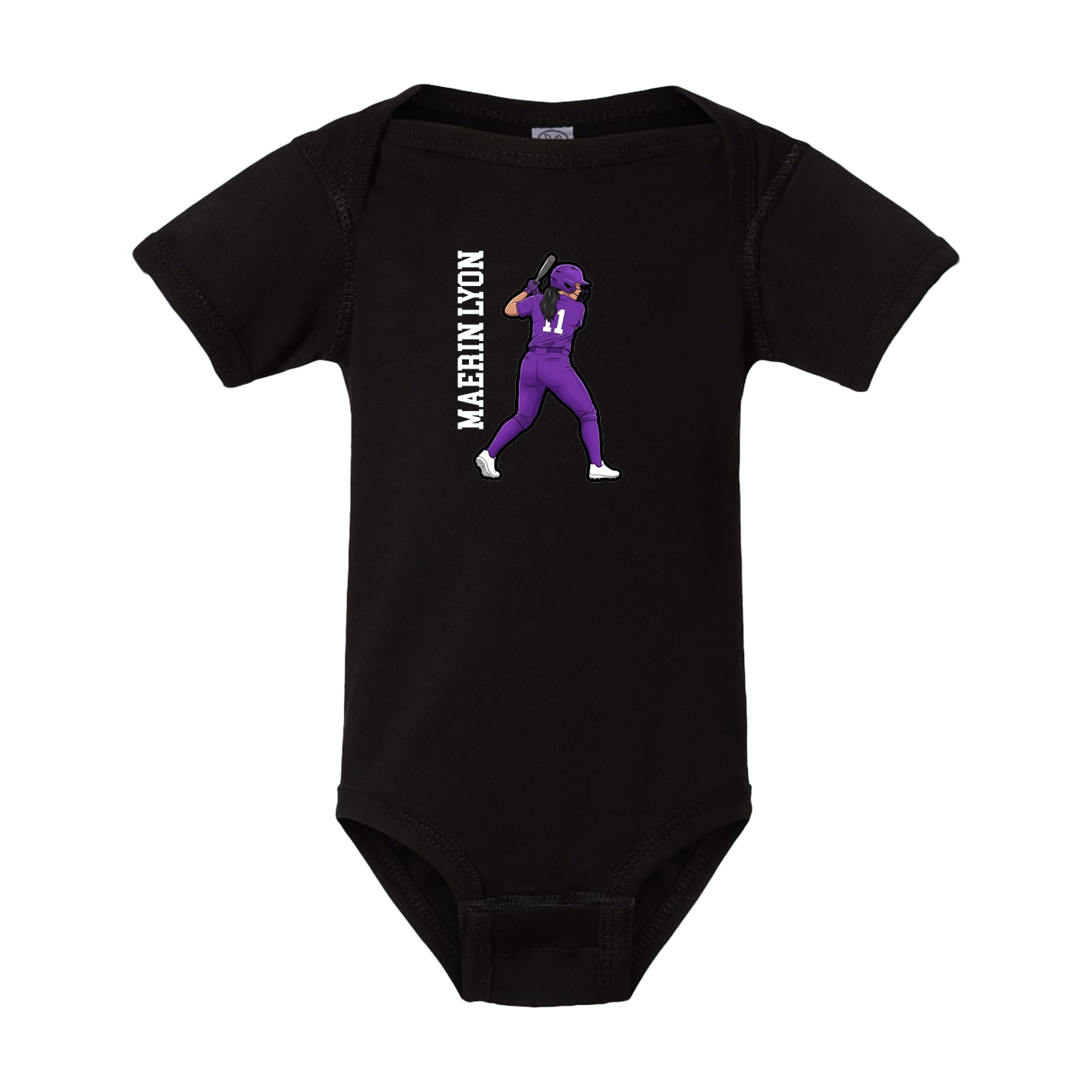 Baby Onesie — Name Vertical in Black
