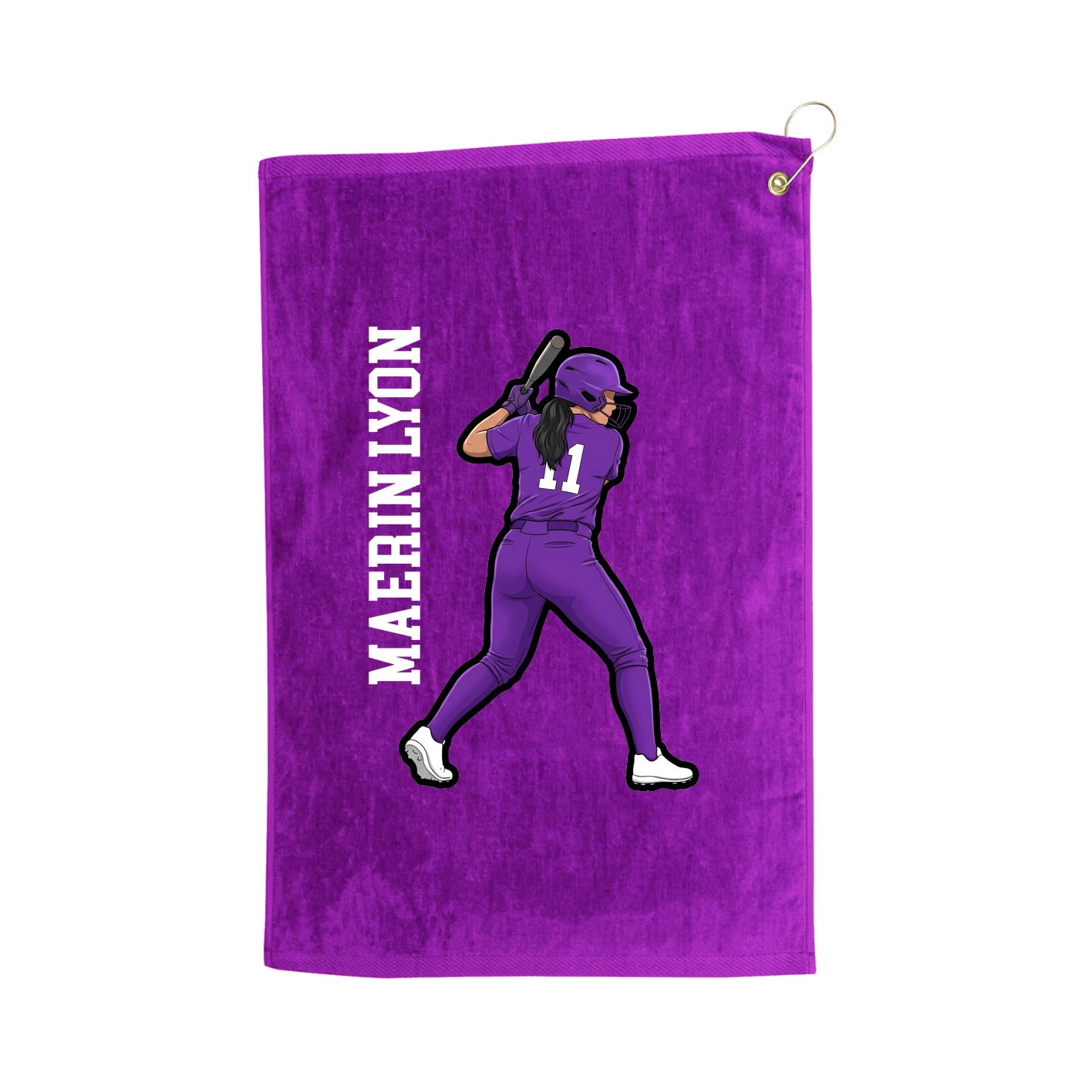 Golf Towel — Name Vertical in Purple