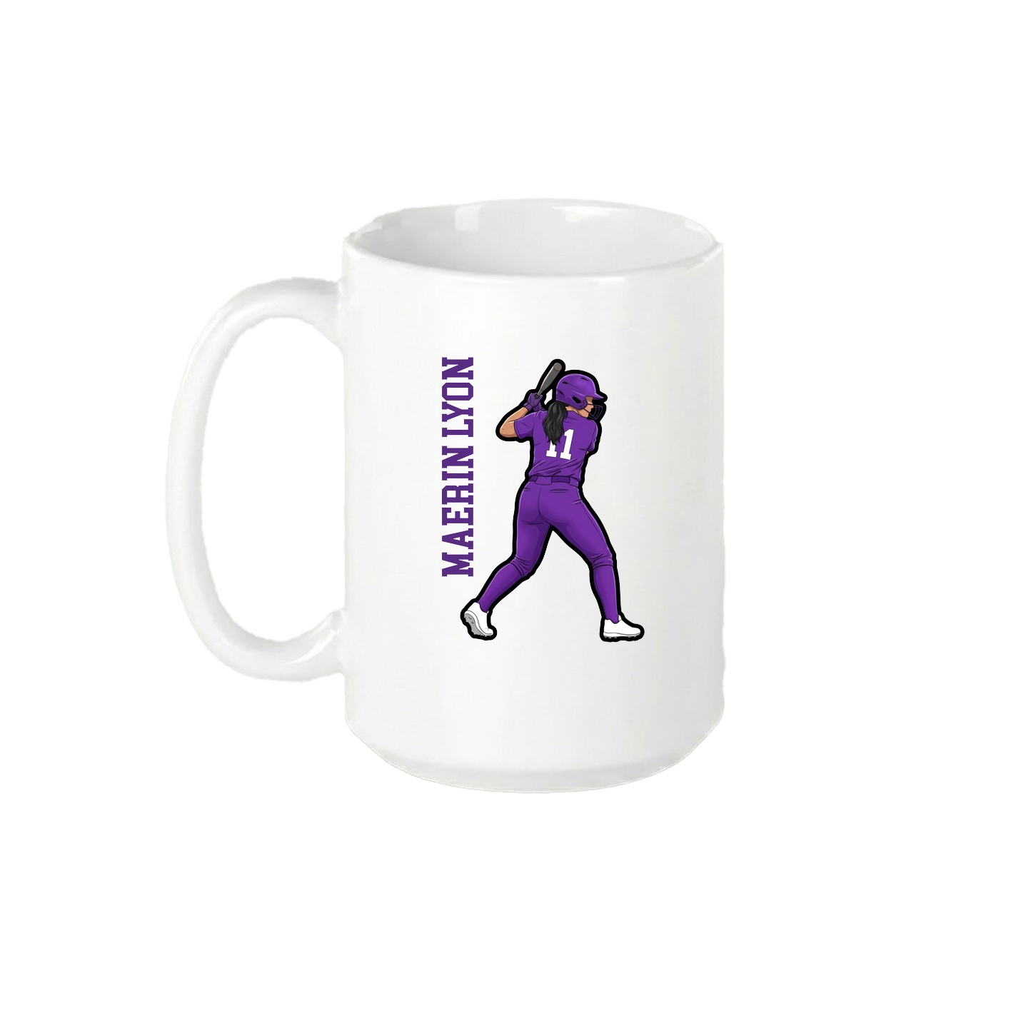 15oz Coffee Mug — Name Vertical in White