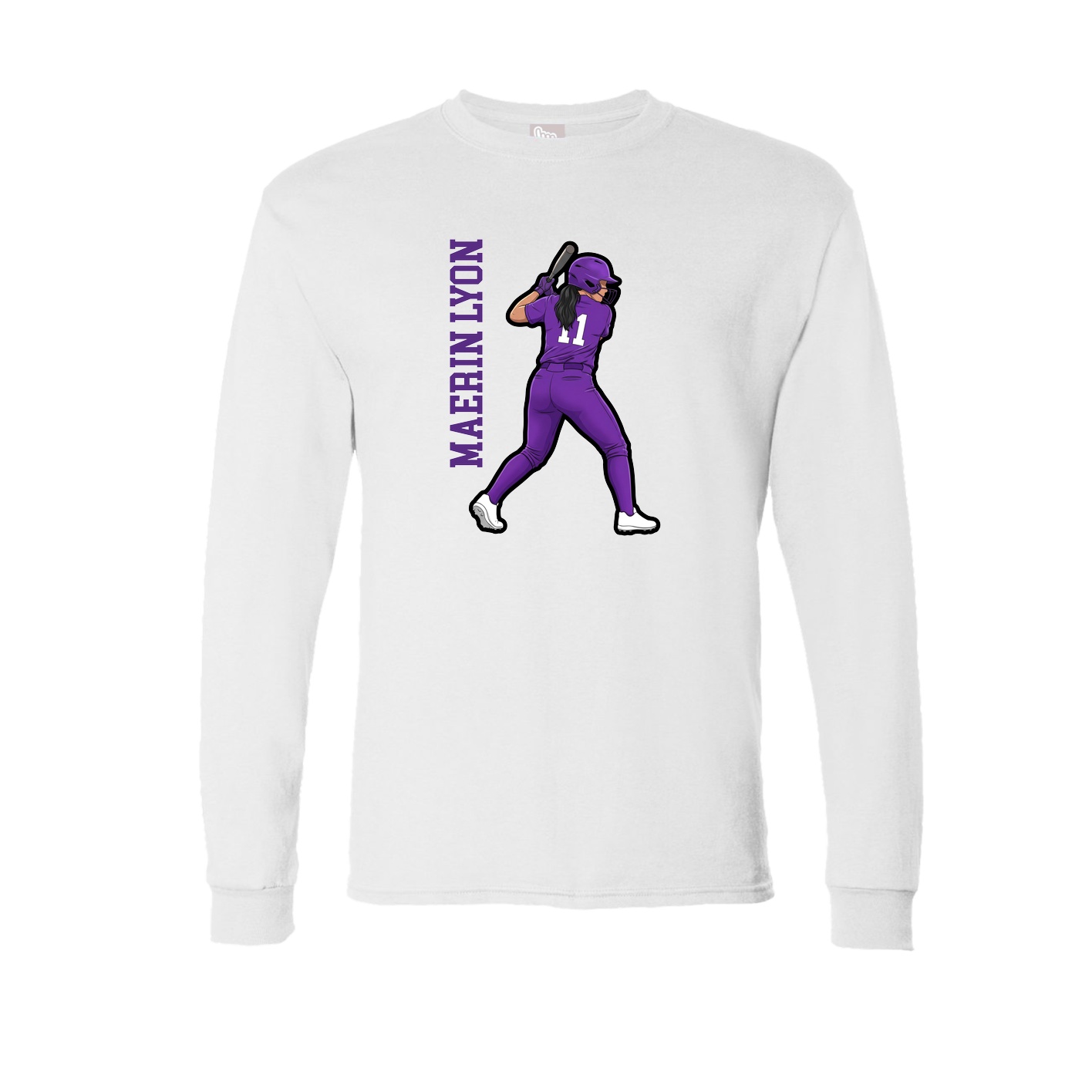 Long Sleeve Tee — Name Vertical in White