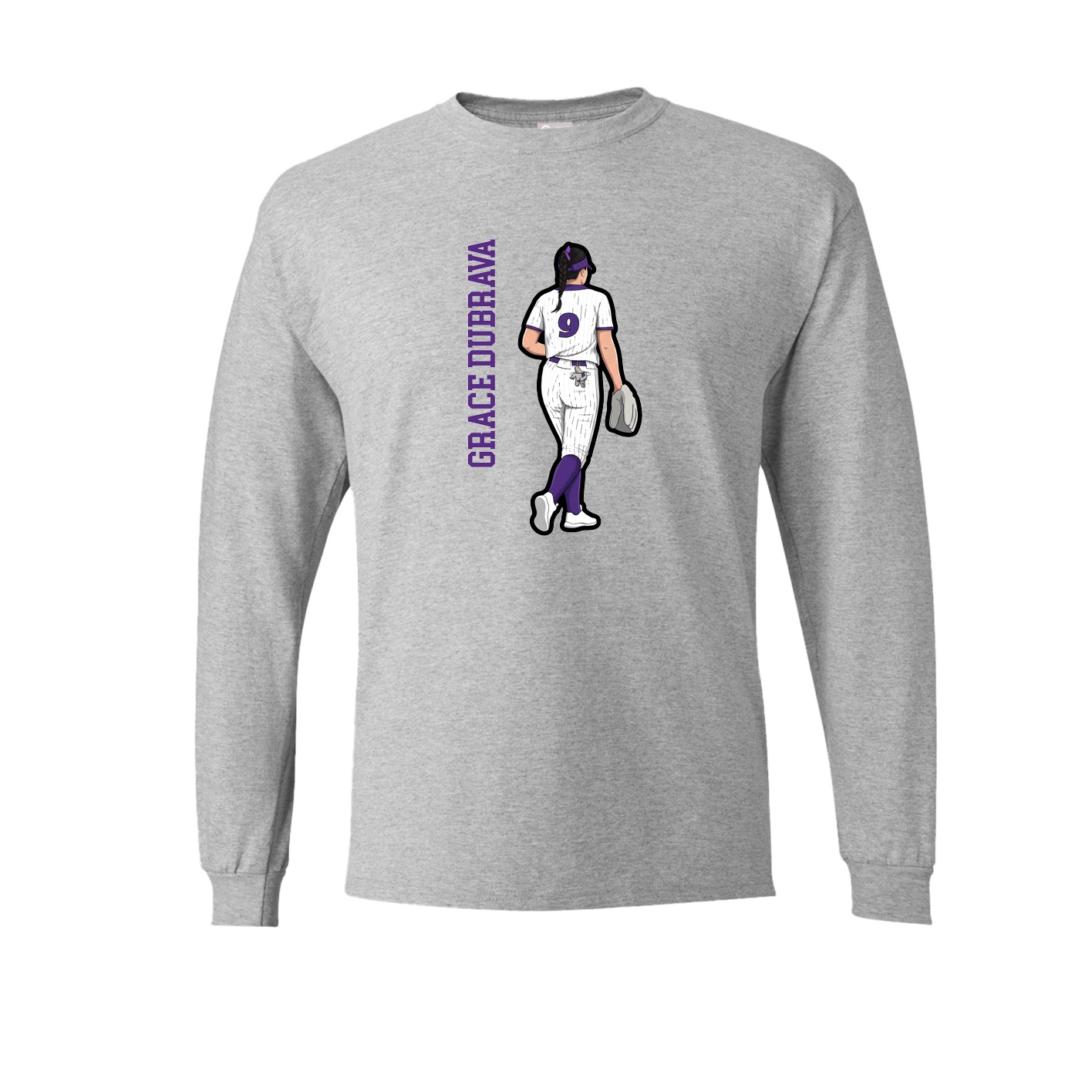 Long Sleeve Tee — Name Vertical in Grey