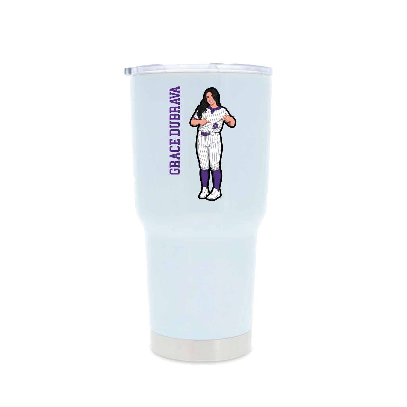 30oz Stainless Steel Tumbler — Name Vertical in White