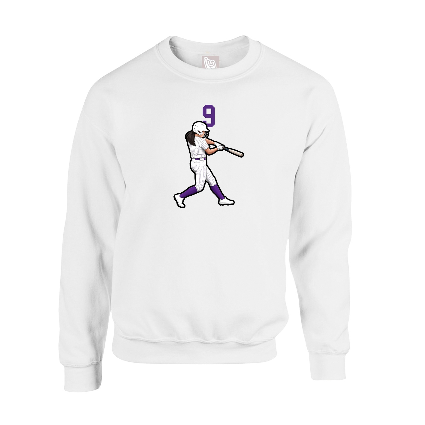 Fleece Crew — Number Top in White