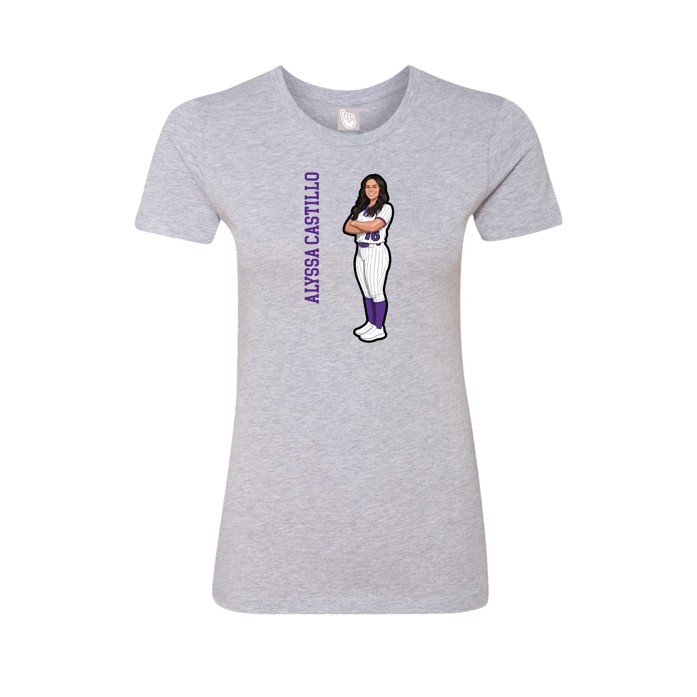Fitted Women's Tee — Name Vertical in Grey