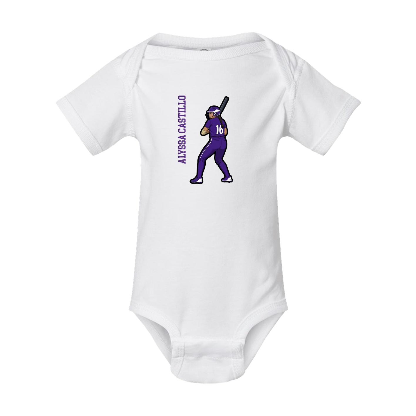 Baby Onesie — Name Vertical in White