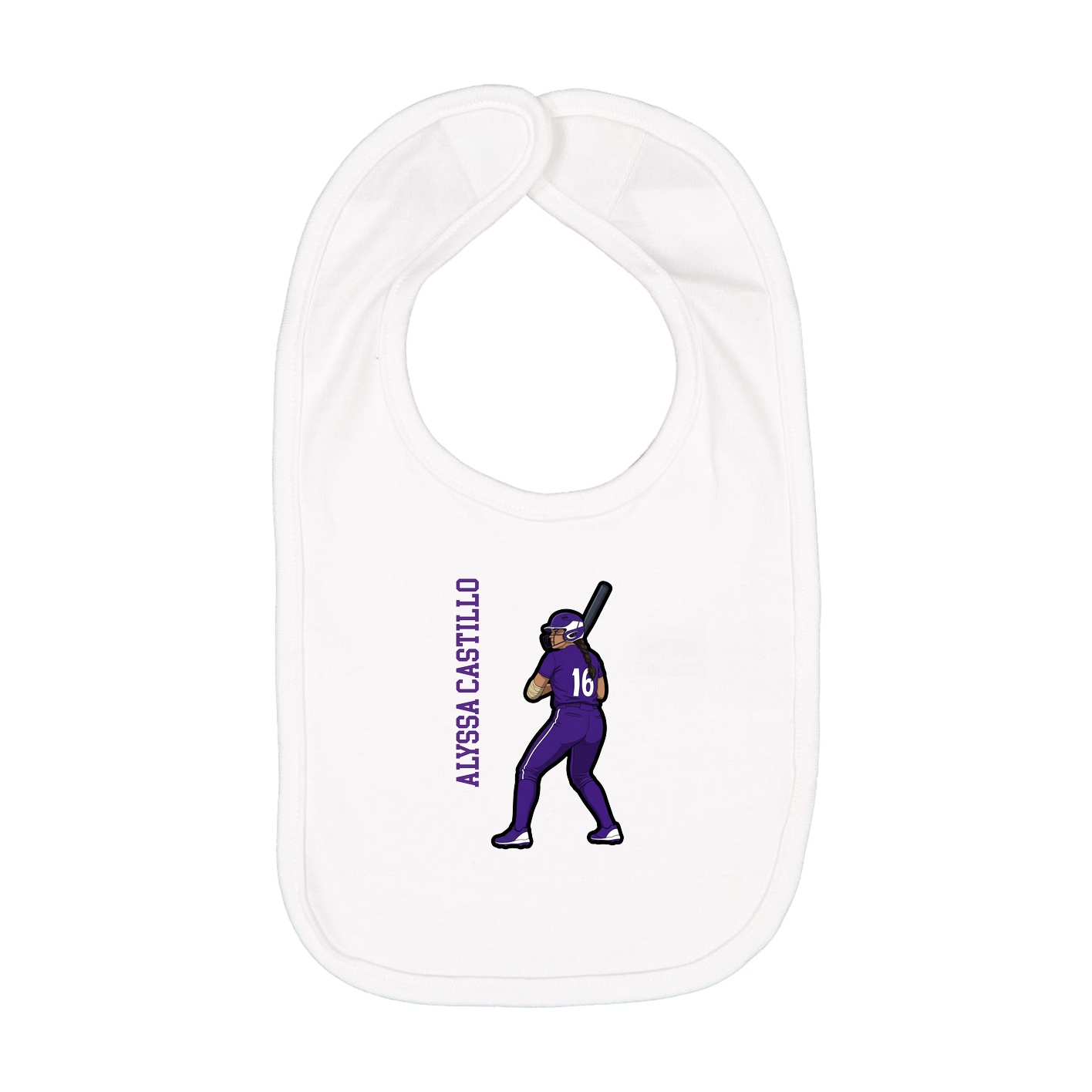 Infant Bib — Name Vertical in White