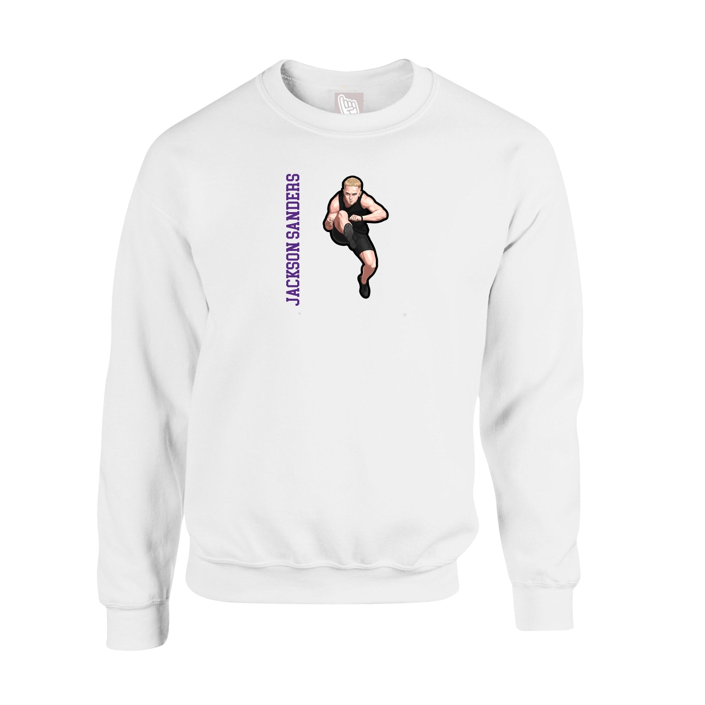 Fleece Crew — Name Vertical in White