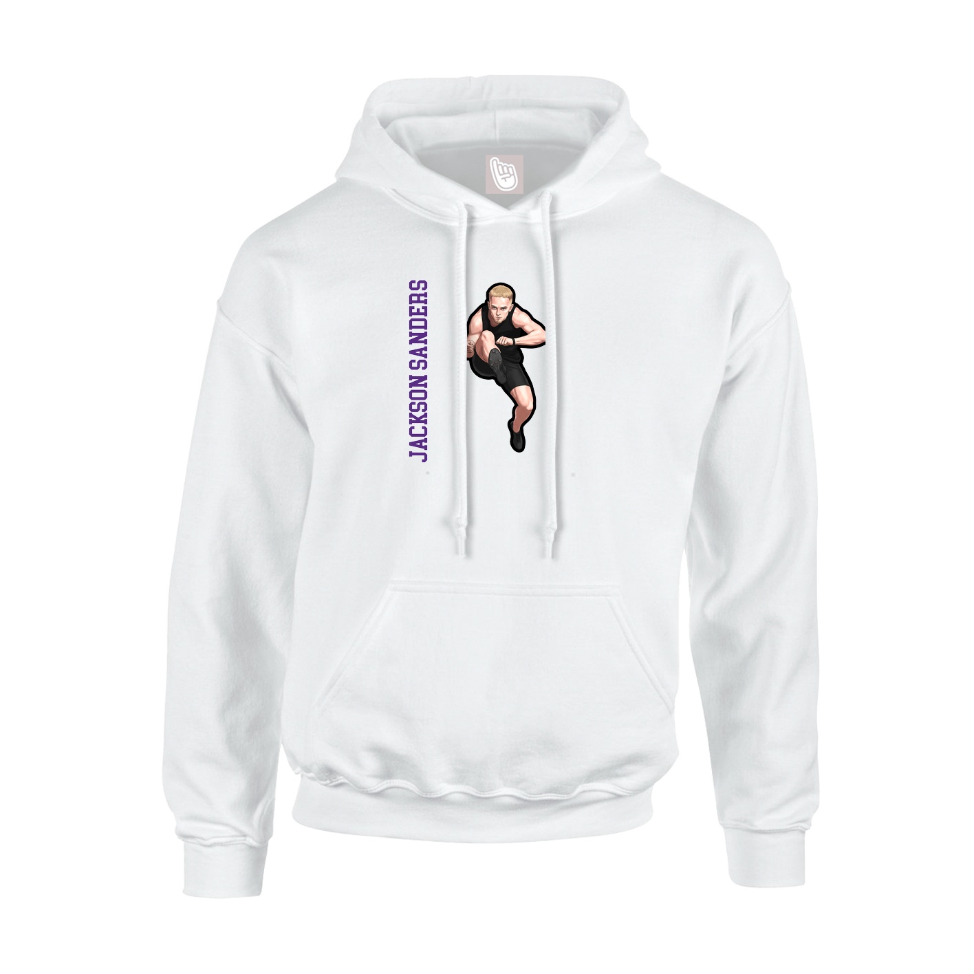 Youth Hoodie — Name Vertical in White