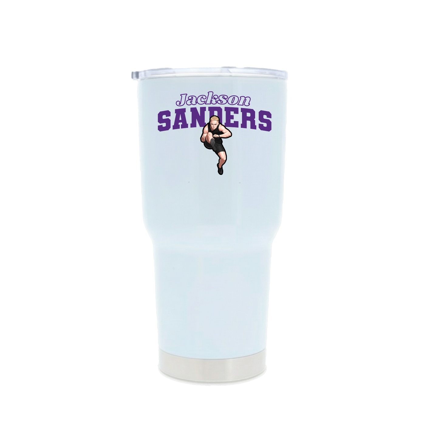30oz Stainless Steel Tumbler — Name Arch in White