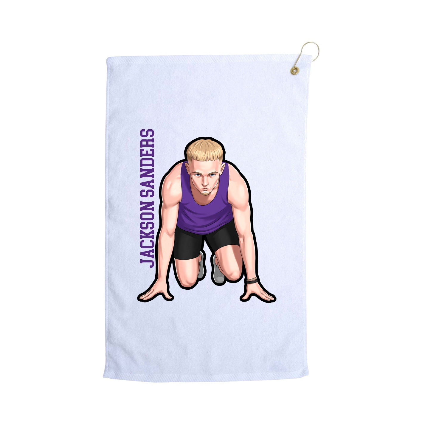 Golf Towel — Name Vertical in White