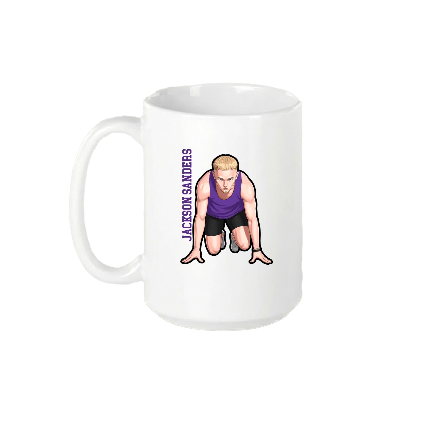 15oz Coffee Mug — Name Vertical in White