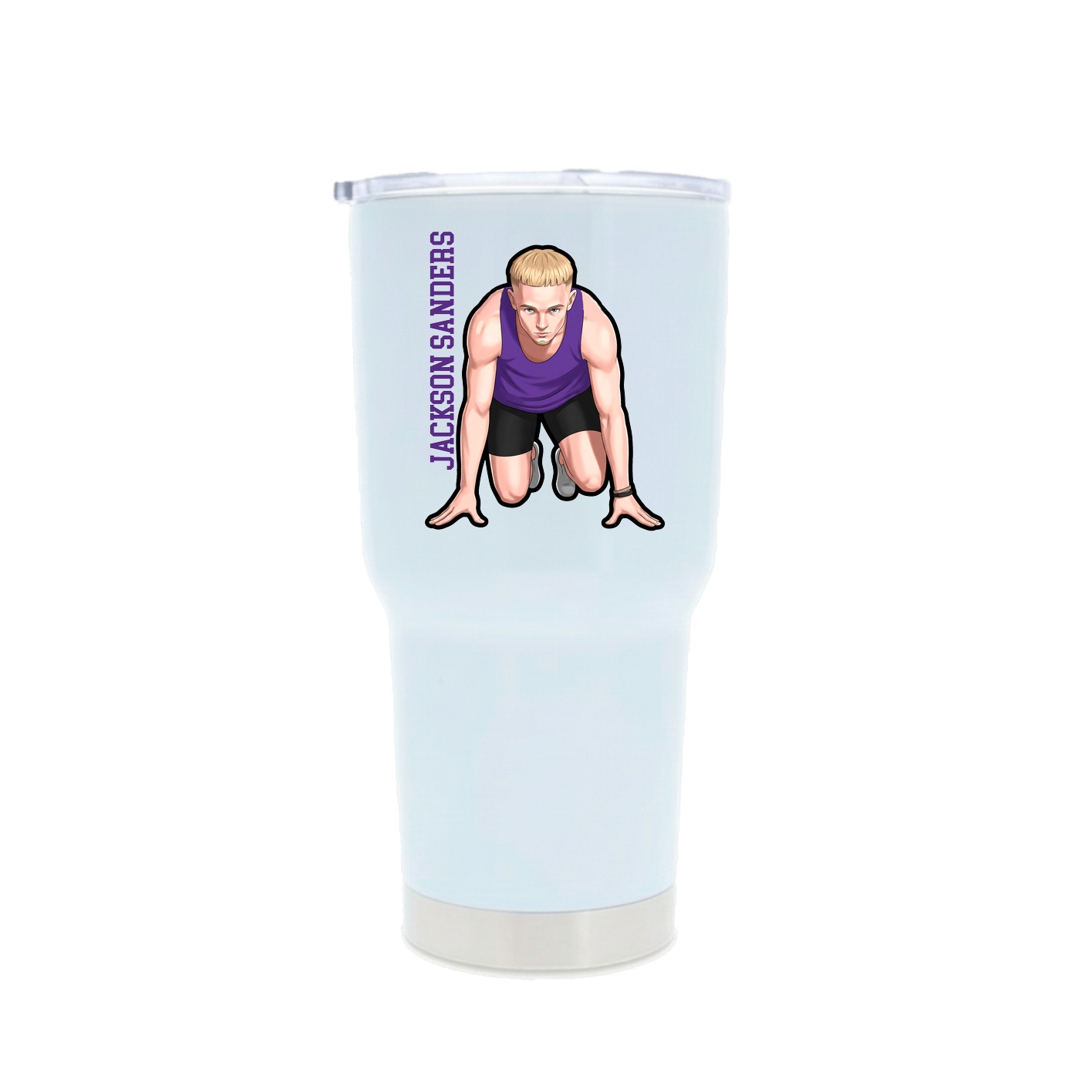 30oz Stainless Steel Tumbler — Name Vertical in White