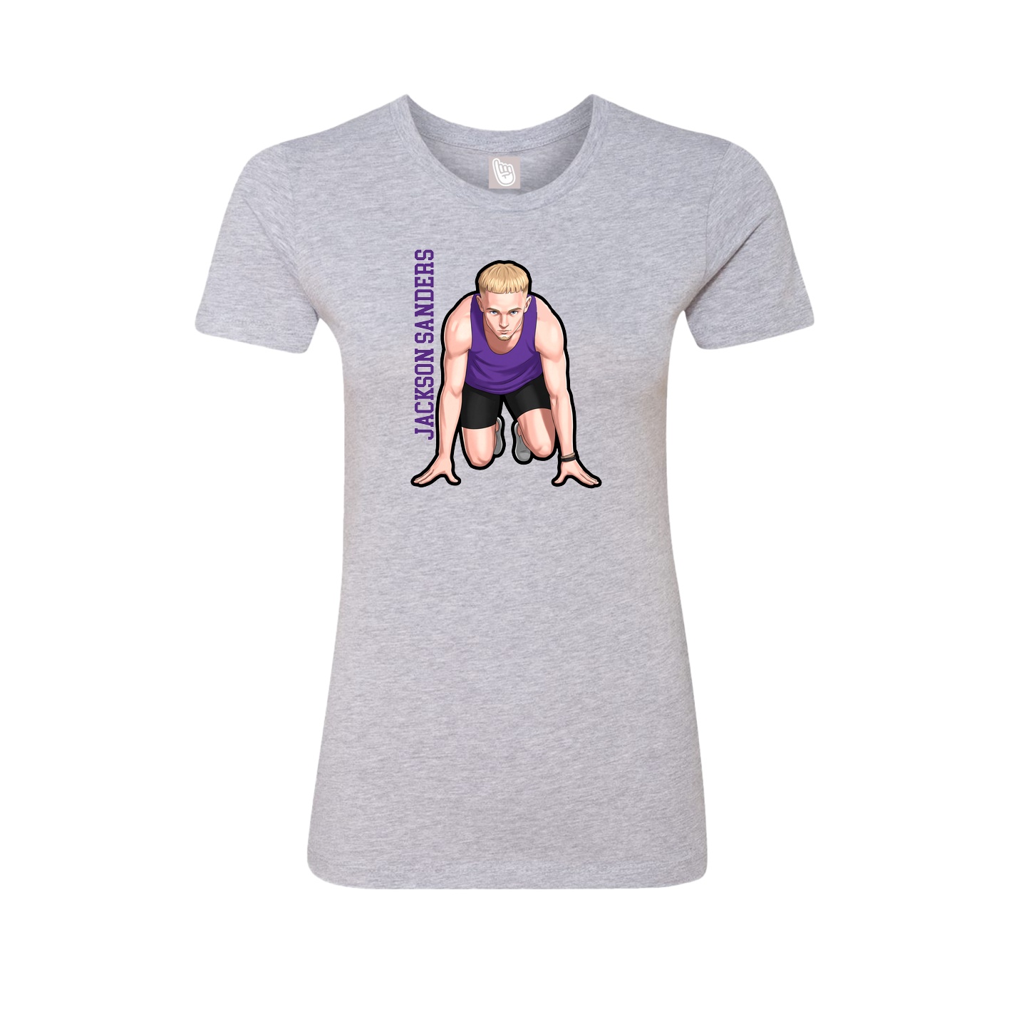 Fitted Women's Tee — Name Vertical in Grey
