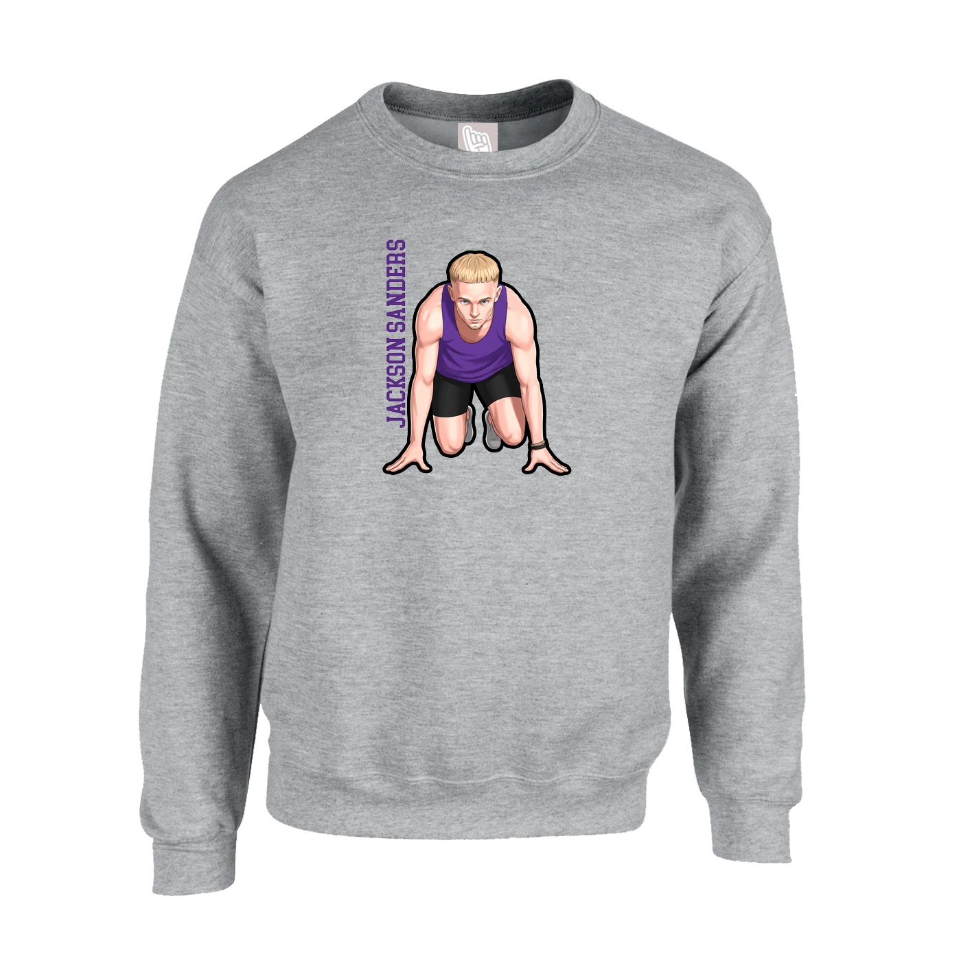 Fleece Crew — Name Vertical in Grey